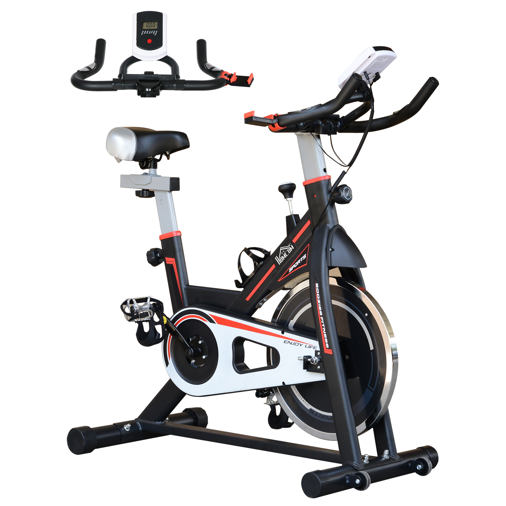 Belt-Driven Exercise Bike with LCD Display-Black - Life Essentials