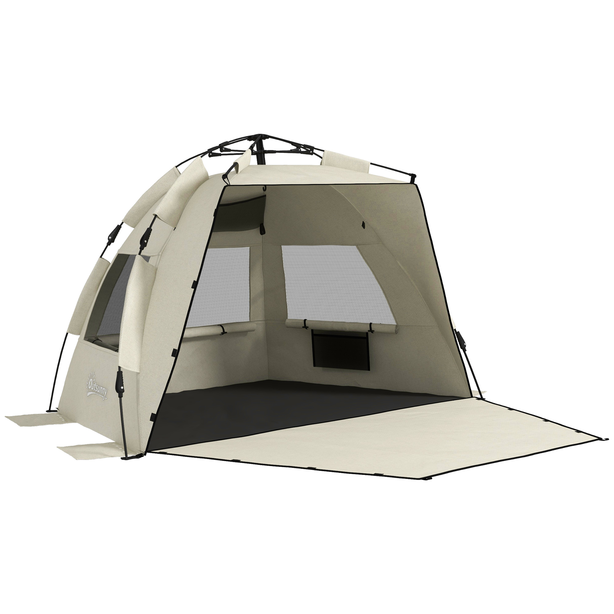Jones 2-3 Person Pop Up Beach Tent - Khaki - Life Essentials
