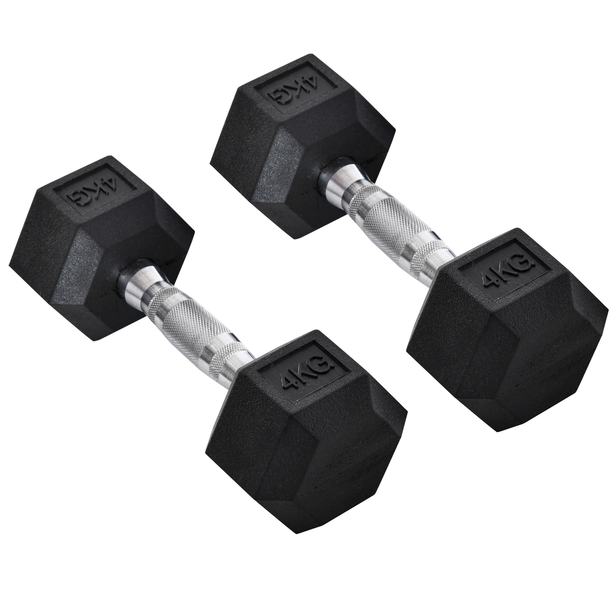 2x4kg Rubber Dumbbell Sports Hex Weights Sets Home Gym Fitness Hexagonal Dumbbells Kit Weight Lifting Exercise - Life Essentials