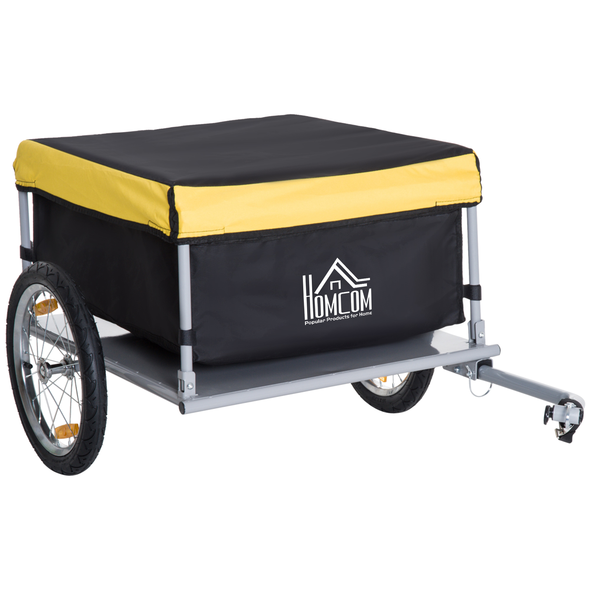 Steel Frame Bike Cargo Trailer Storage Cart and Luggage Trailer with Hitch Yellow - Life Essentials