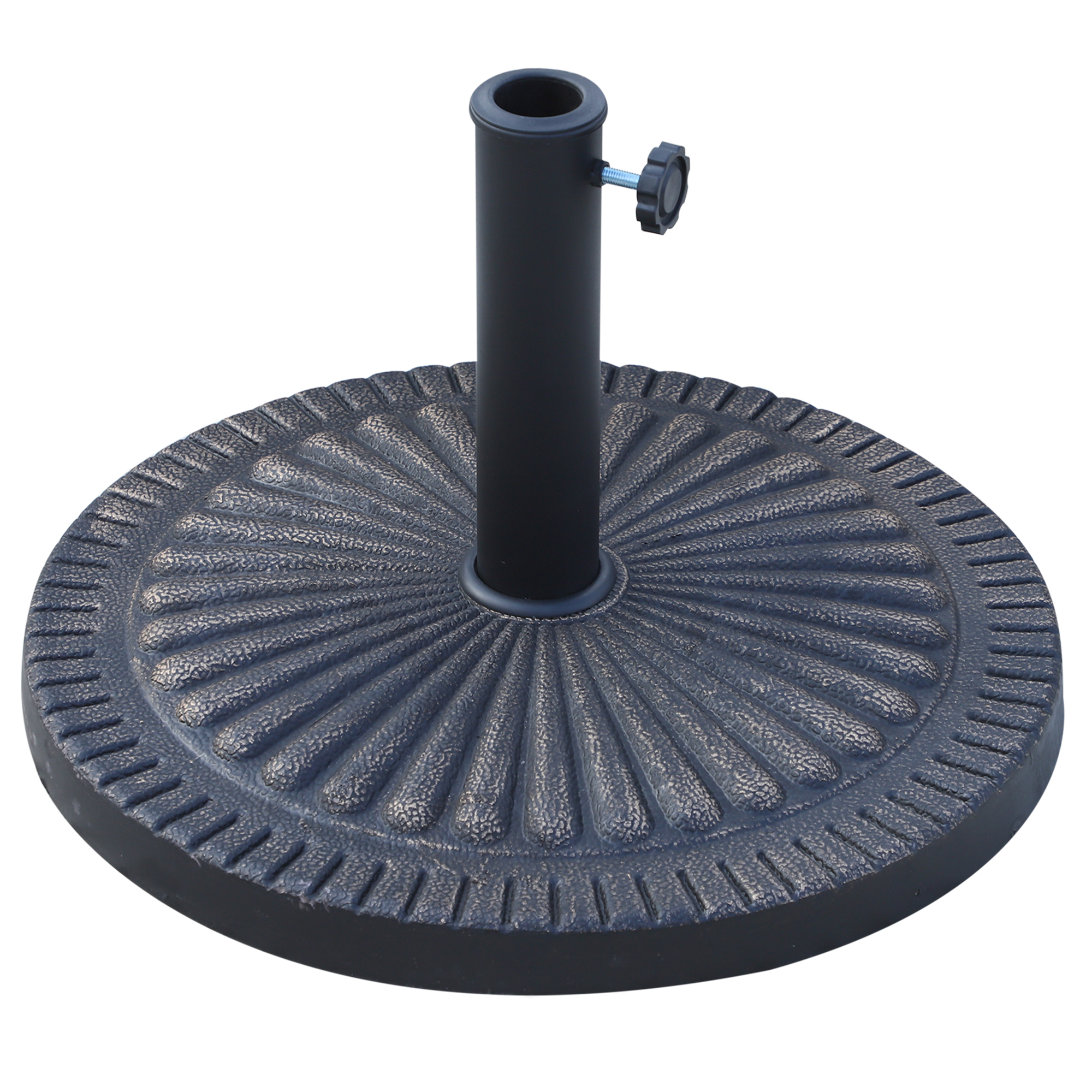SUNVISTA 14kg Garden Parasol Base, Round Resin Sun Umbrella Base, Outdoor Umbrella Stand for 38mm or 48mm Outdoor Umbrella Poles, Bronze Tone - Life 