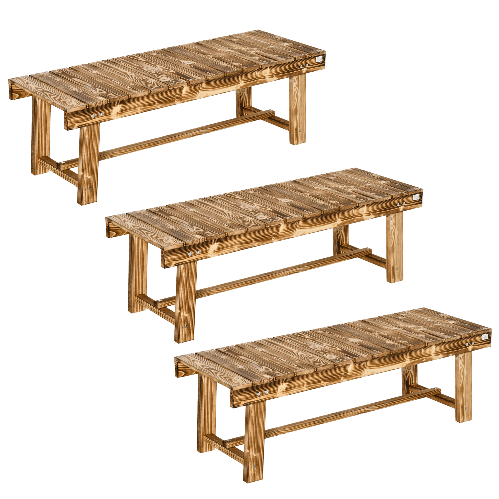 Jones 3-Seat Outdoor Wooden Garden Bench Loveseat - Brown - Life Essentials