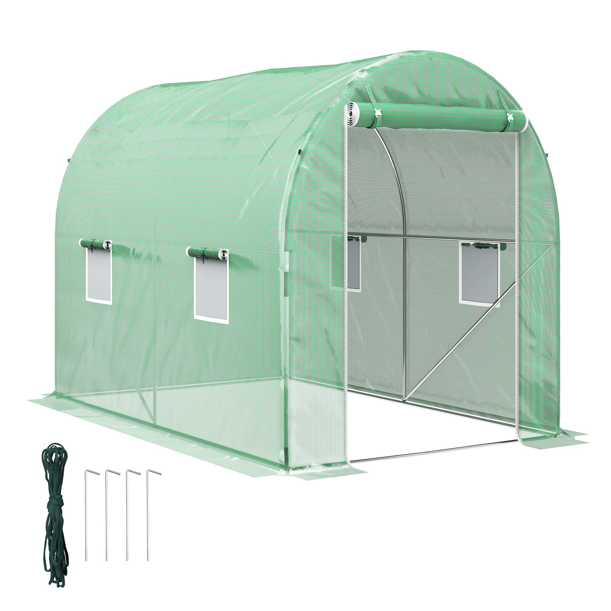 Garden Greenhouse - 300cm Walk-In Greenhouse Green 300cm - Life Essentials