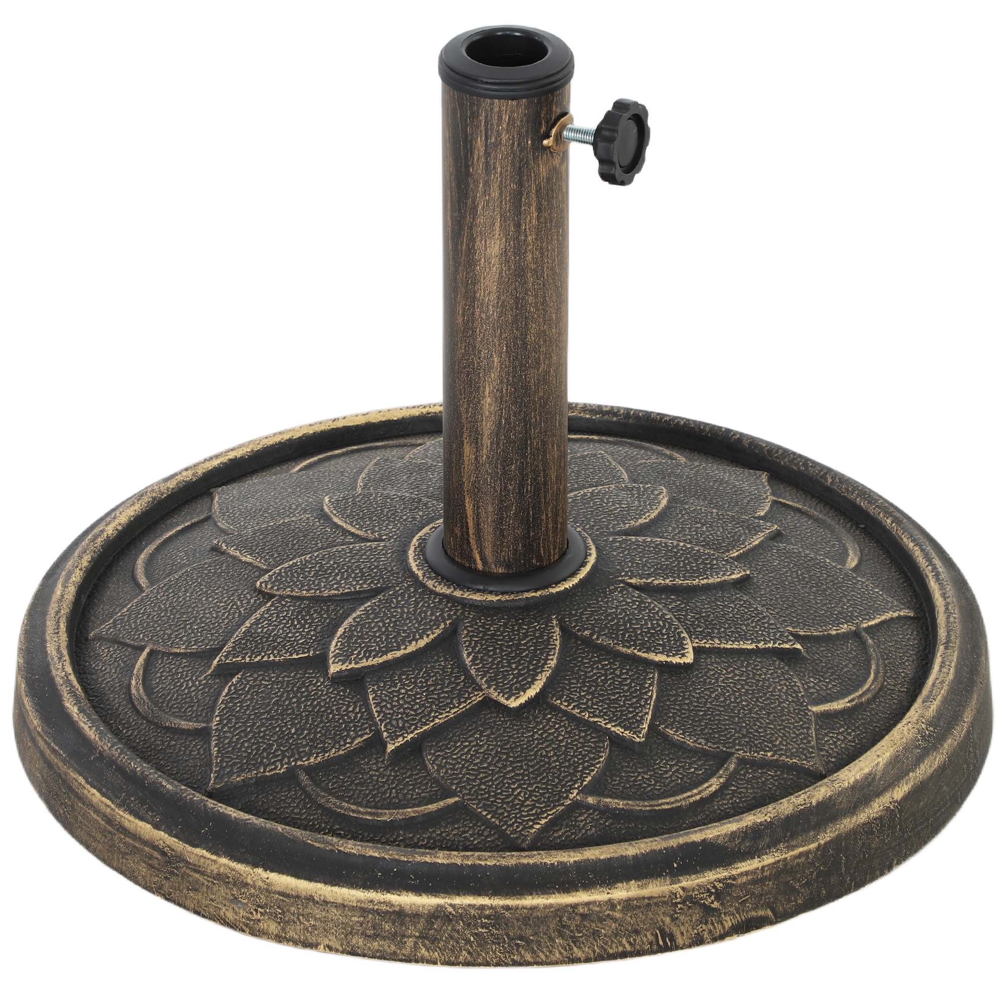 SUNVISTA 12kg Resin Garden Parasol Base, Round Umbrella Base, Heavy Duty Sun Umbrella Base for 32, Bronze Tone - Life Essentials
