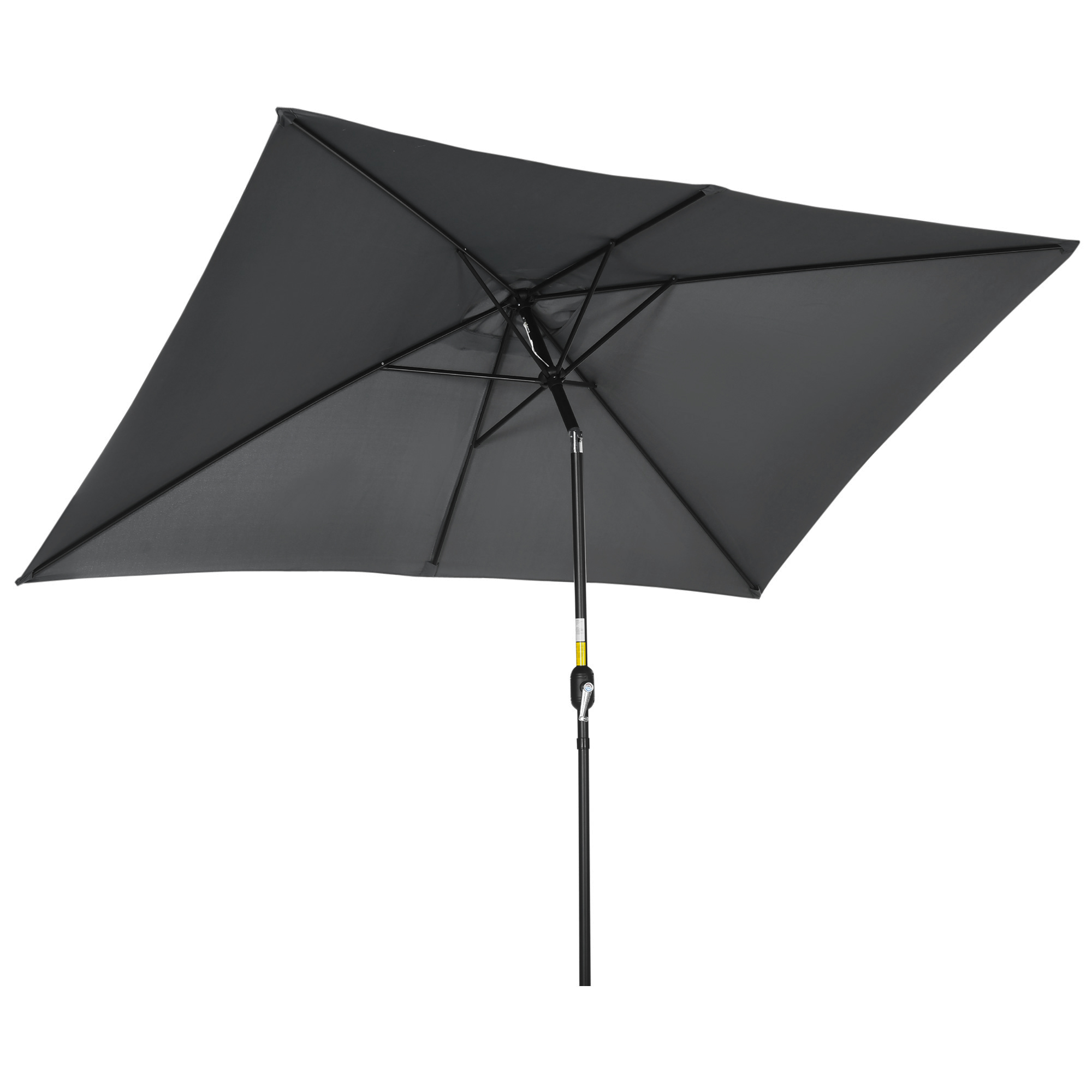 3x2m Patio Parasol Garden Umbrellas Canopy with Aluminum Tilt Crank Rectangular Sun Shade Steel, Black - Life Essentials