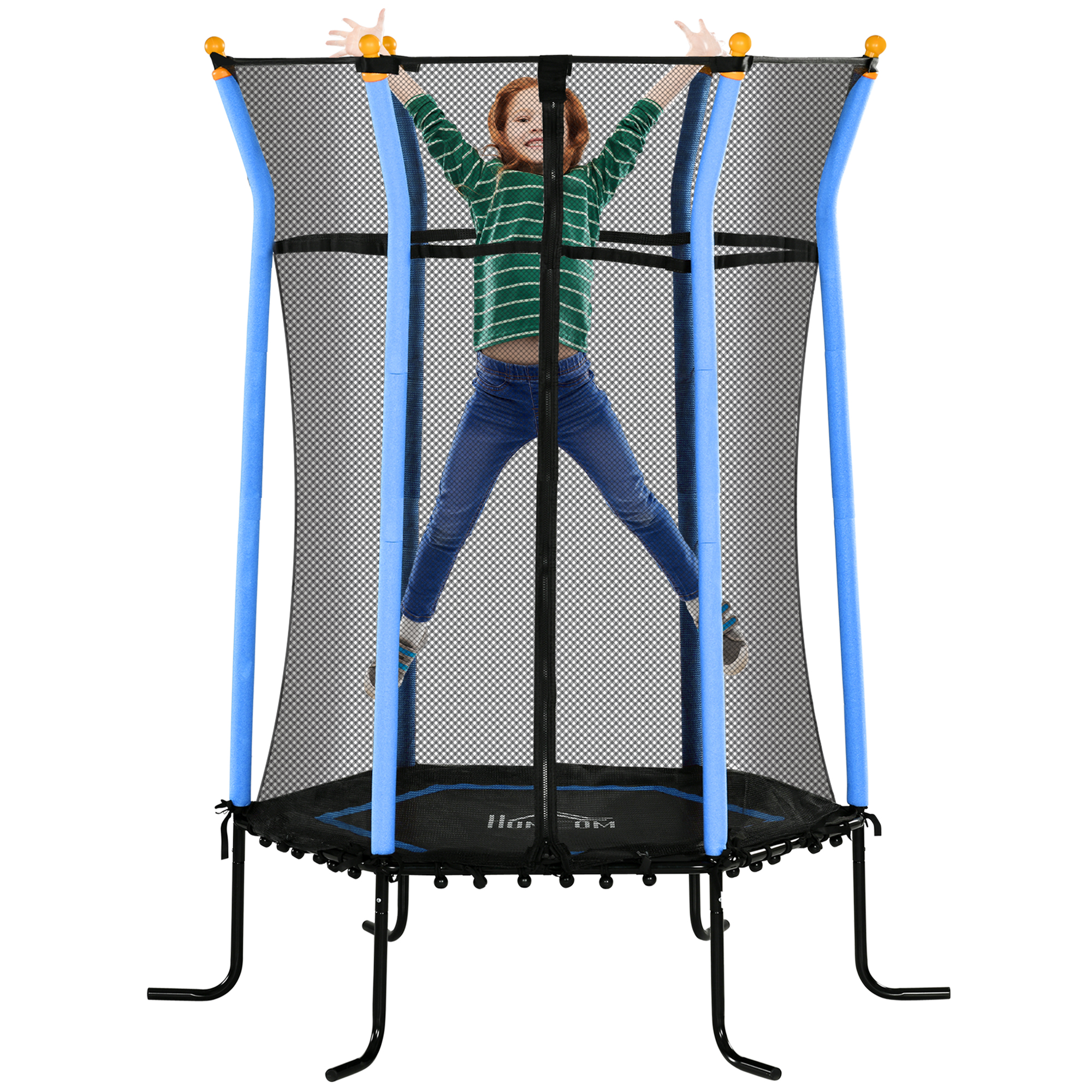 HERON Kids Trampoline Mini Bouncer with Enclosure Safety Net For Ages 3-10 Years - Blue - Life Essentials