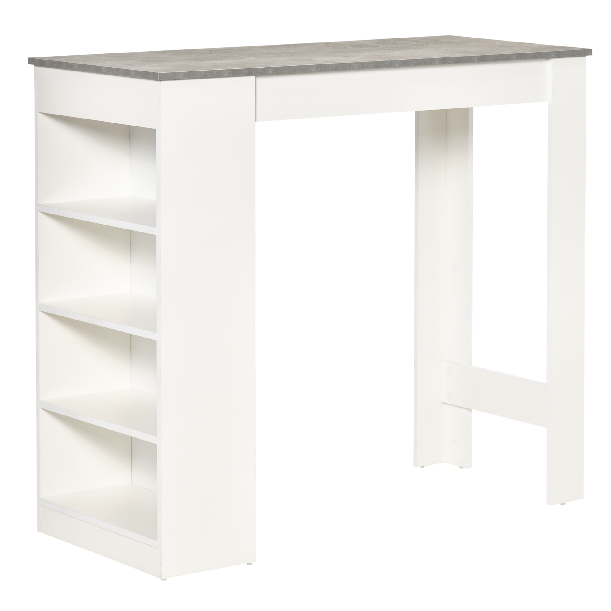 Bar Table Coffee Table Kitchen Dining Table with 4-Tier Storage Shelf for Kitchen, Dining Room, Living Room, Grey - Life Essentials