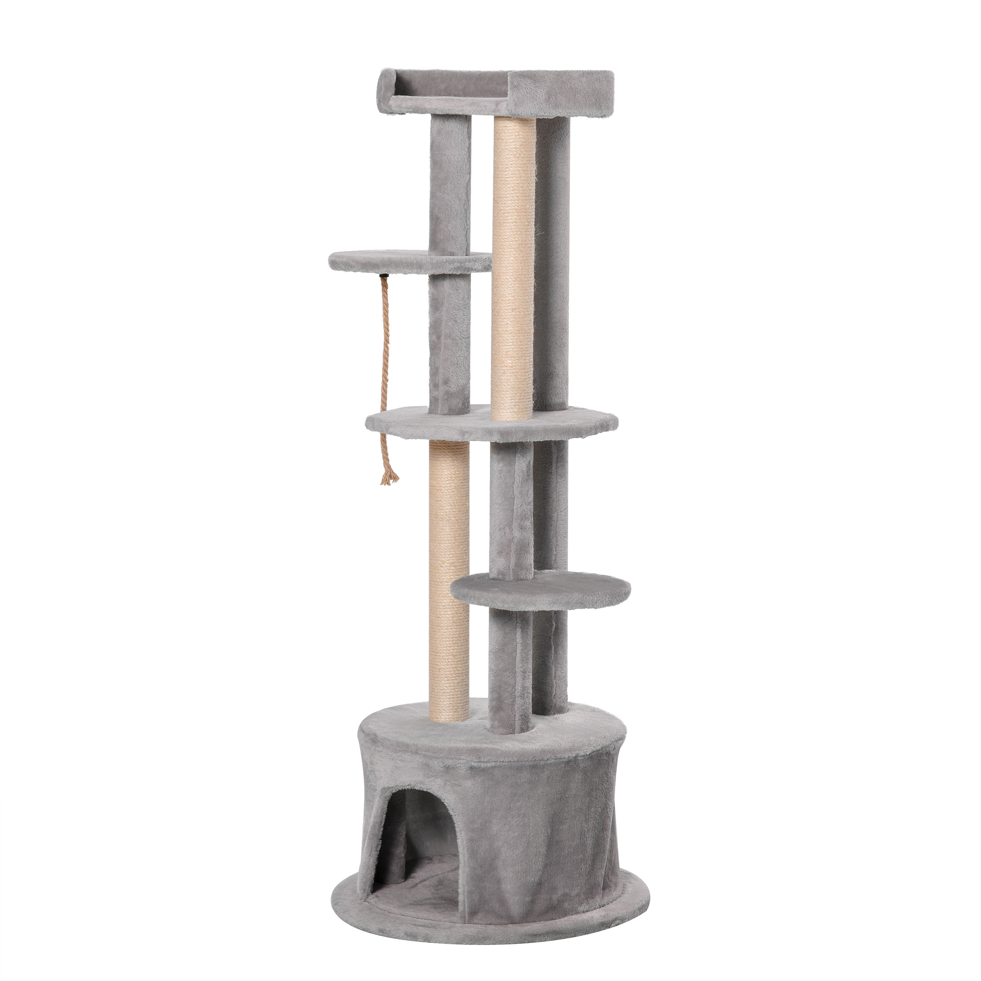 Cat Tree Kitten Tower Multi-level Activity Centre Pet Furniture with Scratching Post Condo Hanging Ropes Plush Perches Grey - Life Essentials