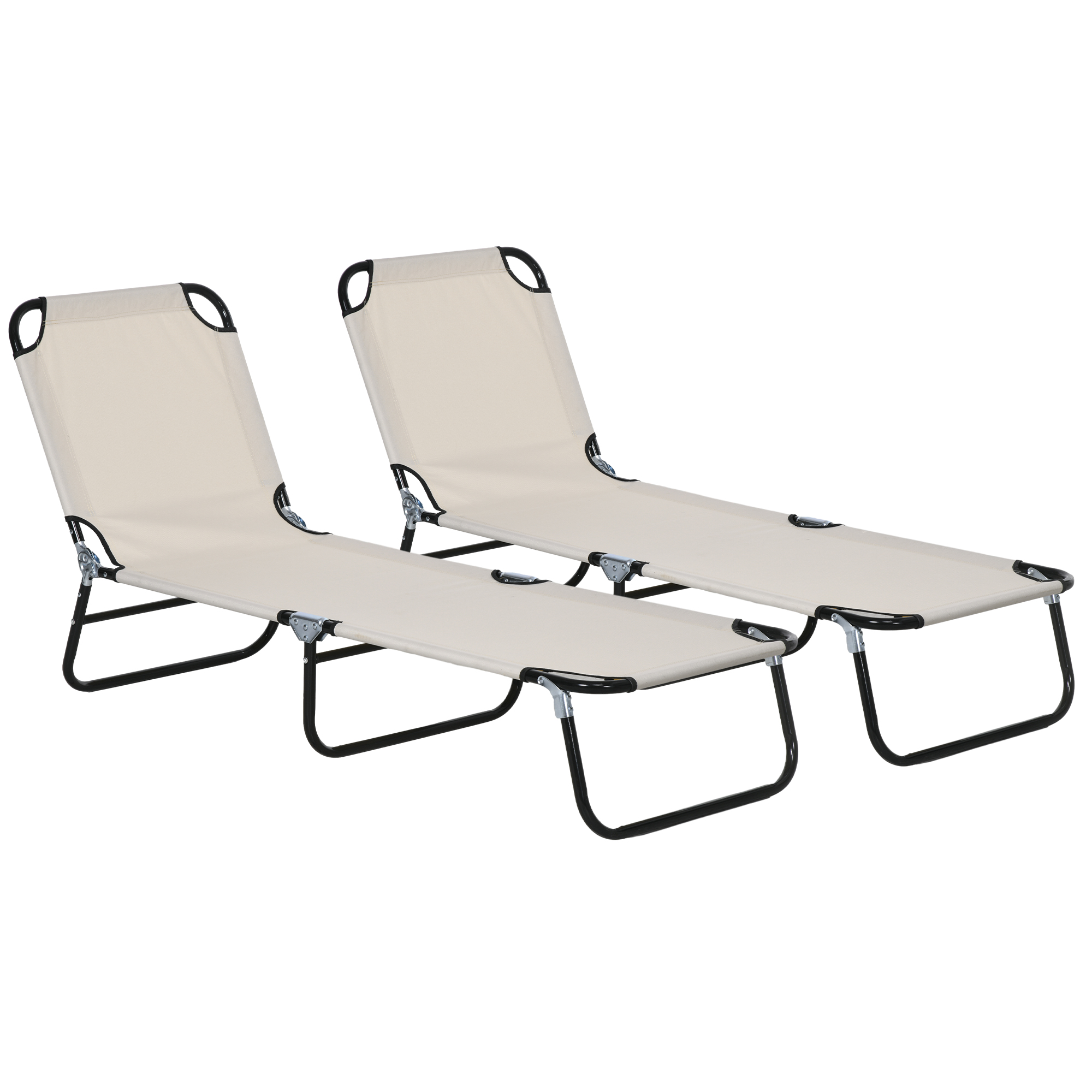 Jones Adjustable Garden Sun Lounger with Five-Position Backrest - Cream - Life Essentials