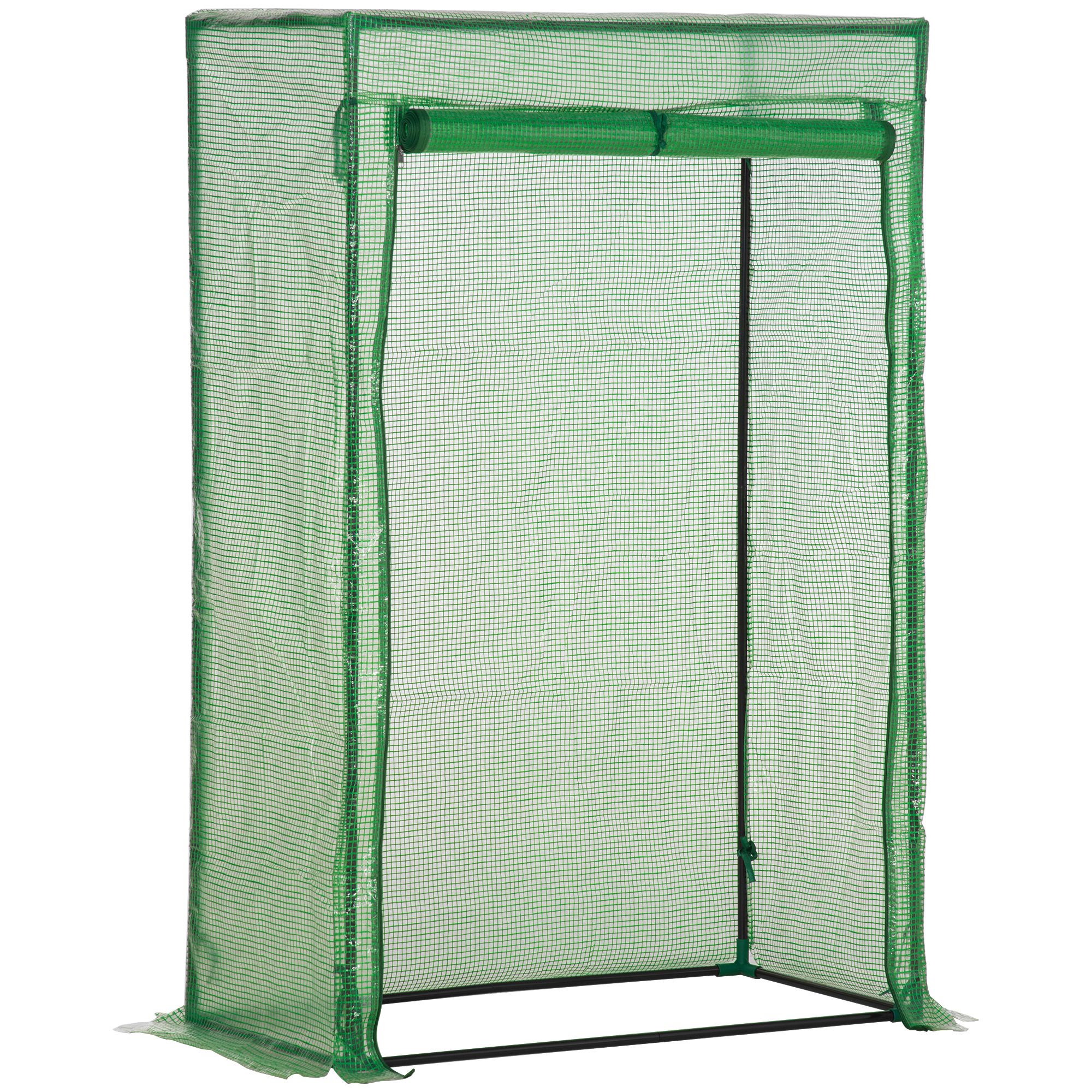 100 x 50 x 150cm Greenhouse Steel Frame PE Cover with Roll-up Door Outdoor for Backyard, Balcony, Garden, Green - Life Essentials