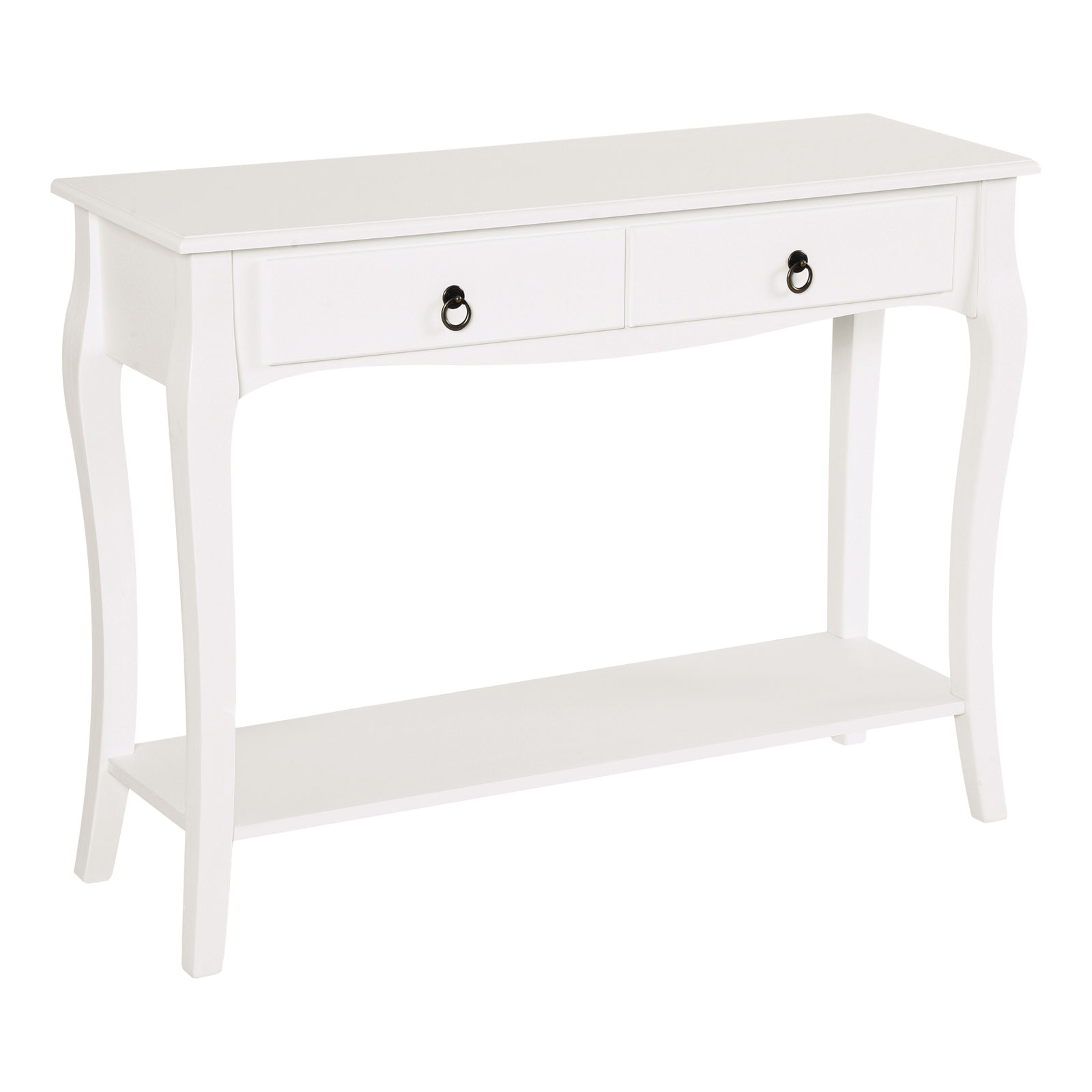 Console Table Modern Sofa Side Desk with Storage Shelves Drawers for Living Room Entryway Bedroom Ivory White - Life Essentials