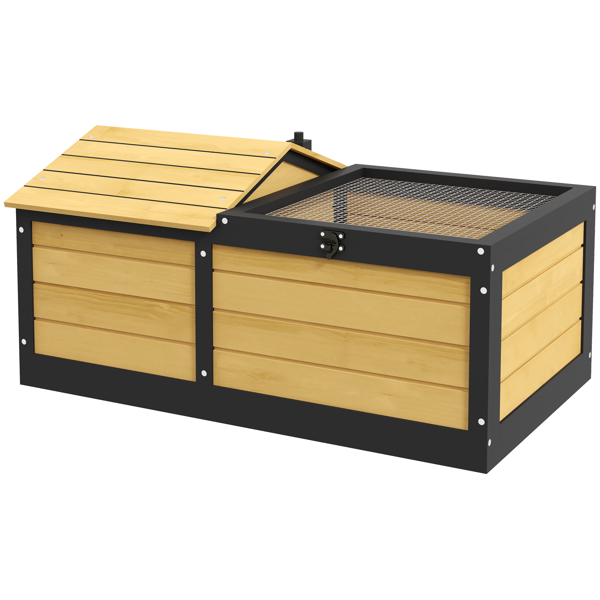 Wooden Tortoise House, Small Pet Reptile Shelter, with Hide Den and Run - Yellow - Life Essentials