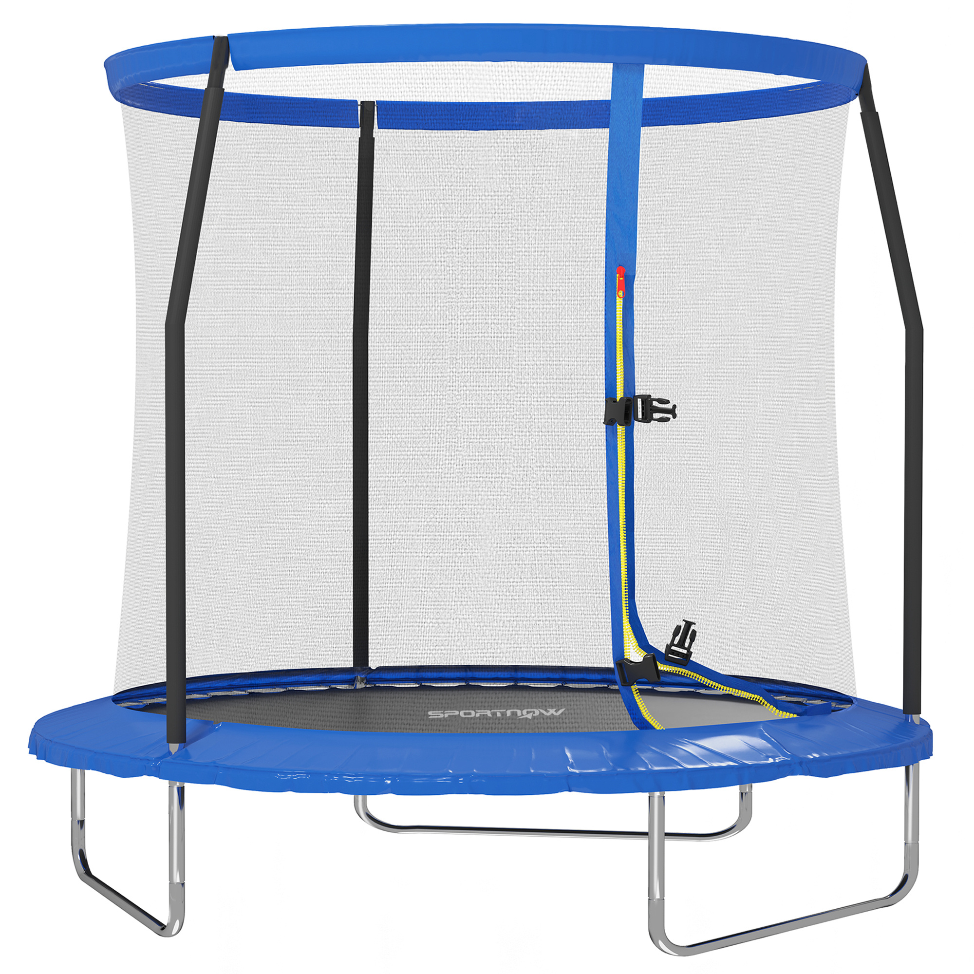 SPORTEDGE 8ft Trampoline with Safety Enclosure Net, Steel Frame Outdoor Trampoline, Jumping Mat with Edge Safety Cover for Fitness, Blue - Life 