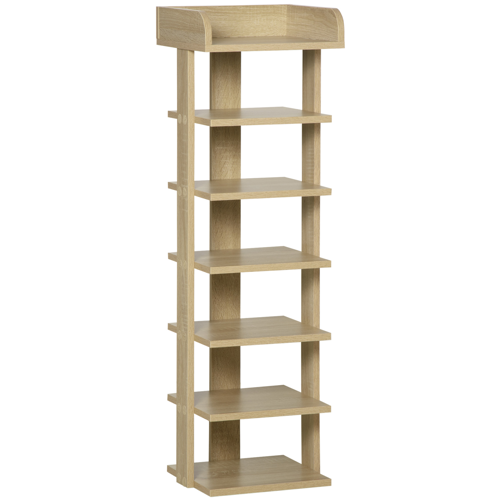 7 Tier Shoe Rack Organizer Storage Shelf Wooden Display Cabinet for Entryway Living Room Bedroom Oak - Life Essentials