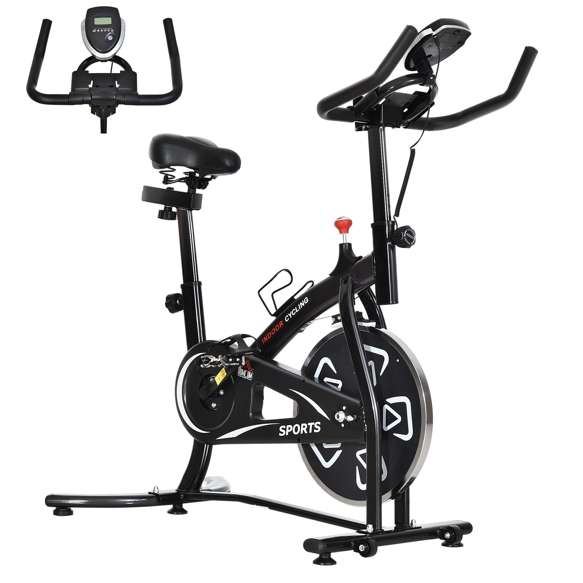Steel Stationary Bike 8-Level Belt Driven Exercise Bike w/ LCD Monitor Black - Life Essentials