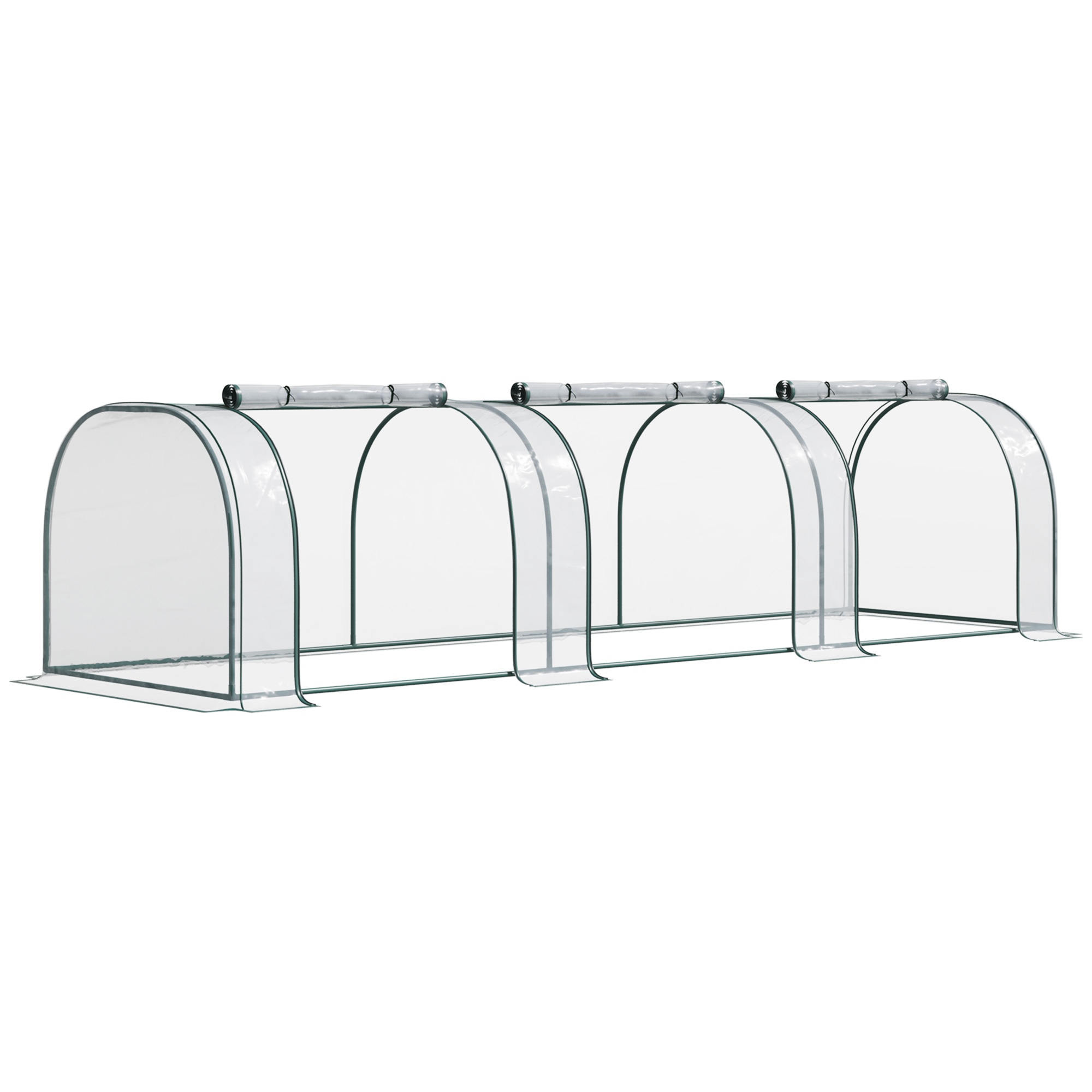 PVC Tunnel Greenhouse Plant Grow House Steel Frame for Garden Backyard with Zipper Doors, 350Lx100Wx80H cm, Transparent - Life Essentials