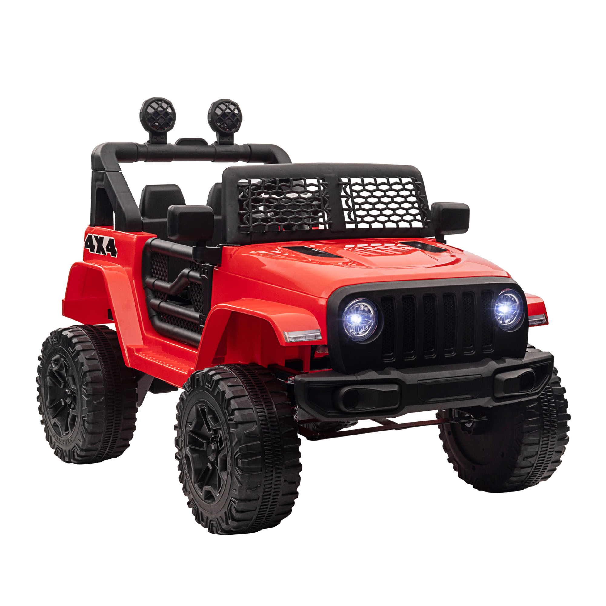 12V Battery-powered 2 Motors Kids Electric Ride On Car Truck Off-road Toy with Parental Remote Control Horn Lights for 3-6 Years Old Red - Life 