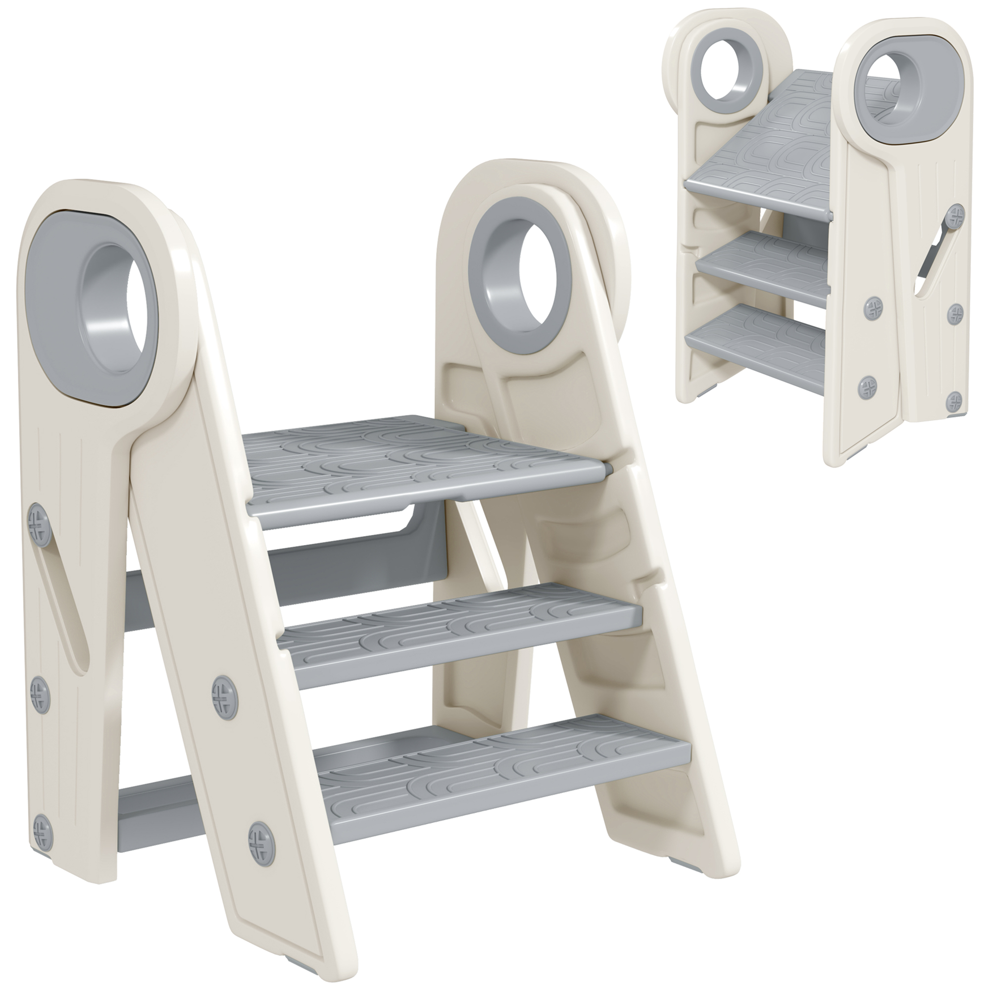 Kids Furniture - Adjustable Toddler Tower with Handle Grey 47cm - Life Essentials