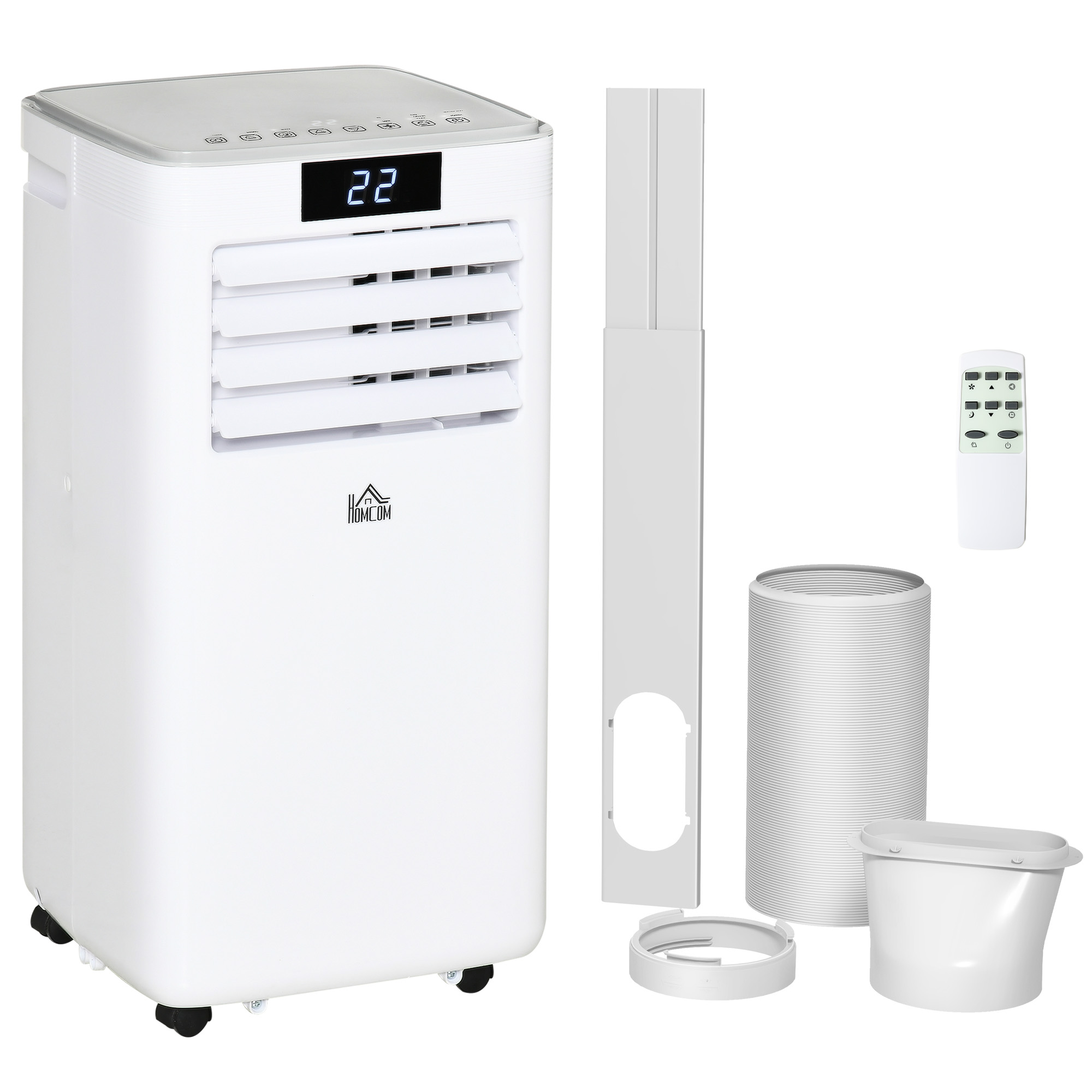 10000 BTU Mobile Air Conditioner Portable AC Unit for Cooling Dehumidifying Ventilating with Remote Controller, LED Displa, White - Life Essentials