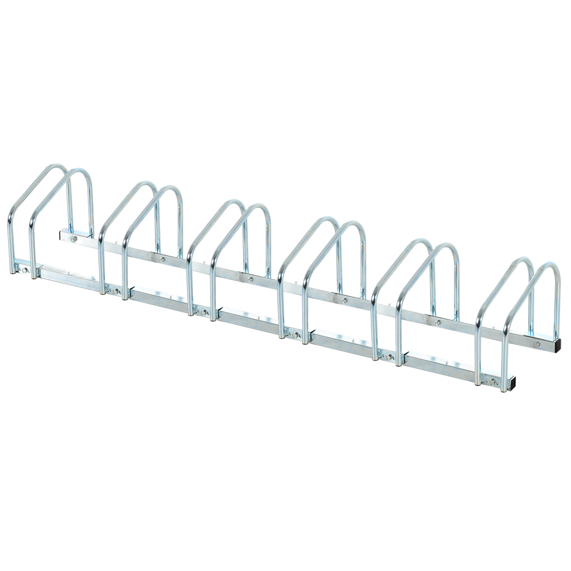 Bike Stand Parking Rack Floor or Wall Mount Bicycle Cycle Storage Locking Stand 179L x 33W x 27H (6 Racks, Silver) - Life Essentials