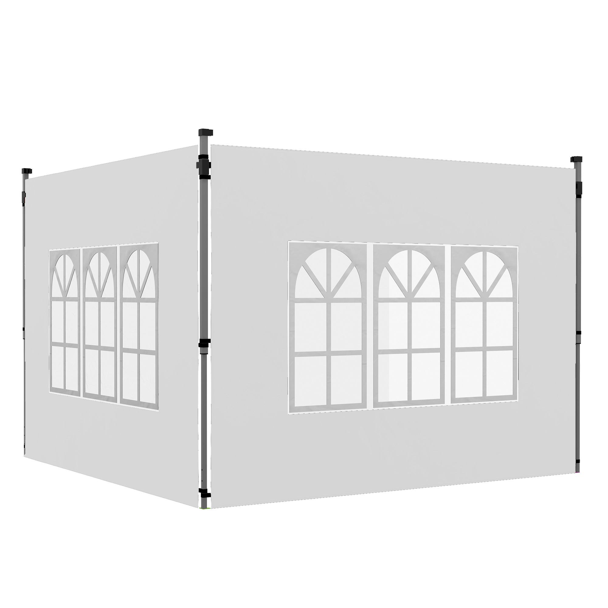 Gazebo Side Panels, Sides Replacement with Window for 3x3(m) or 3x4m Pop Up Gazebo, 2 Pack, White - Life Essentials
