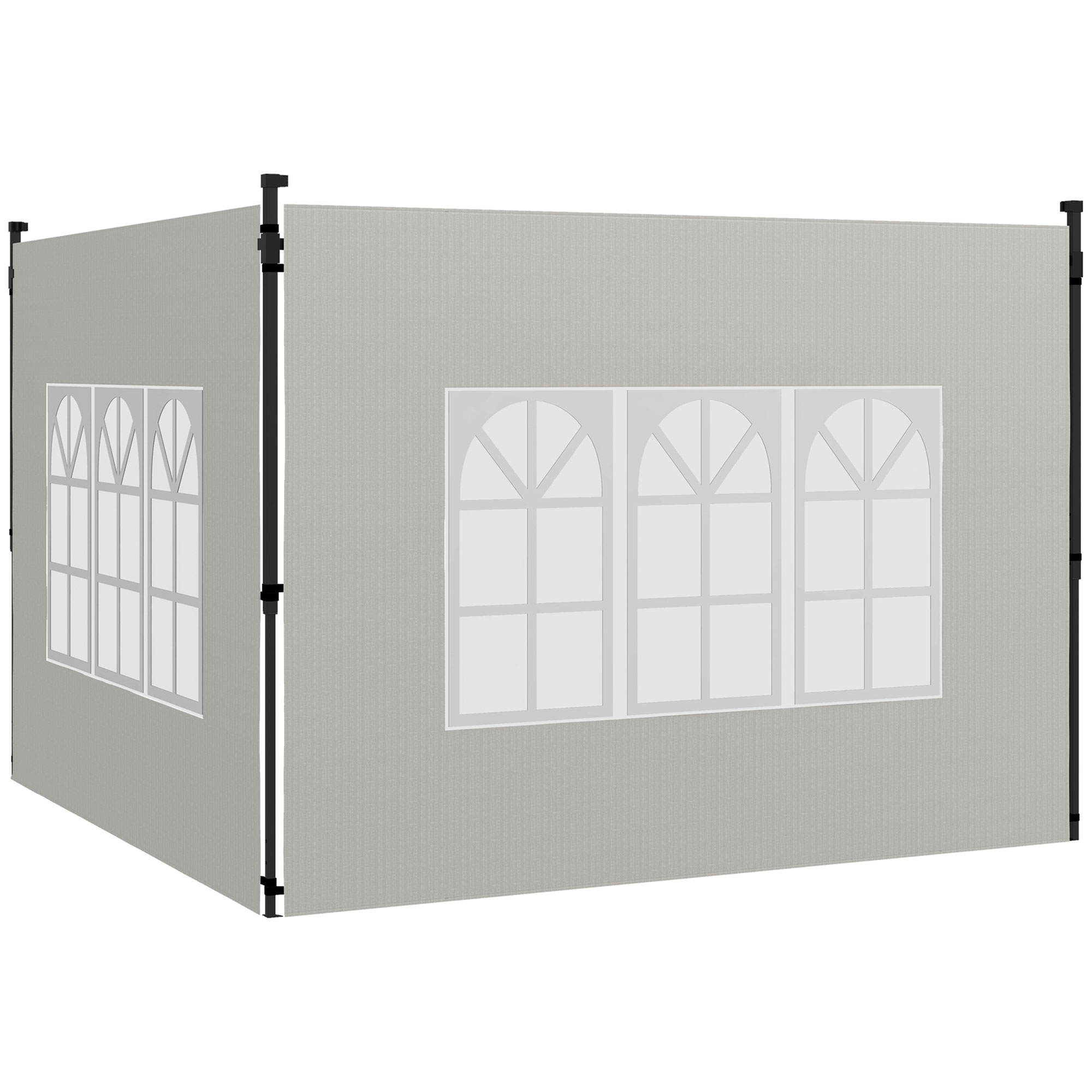 Gazebo Side Panels, Sides Replacement with Window for 3x3(m) or 3x6m Gazebo Canopy, 2 Pack, White - Life Essentials