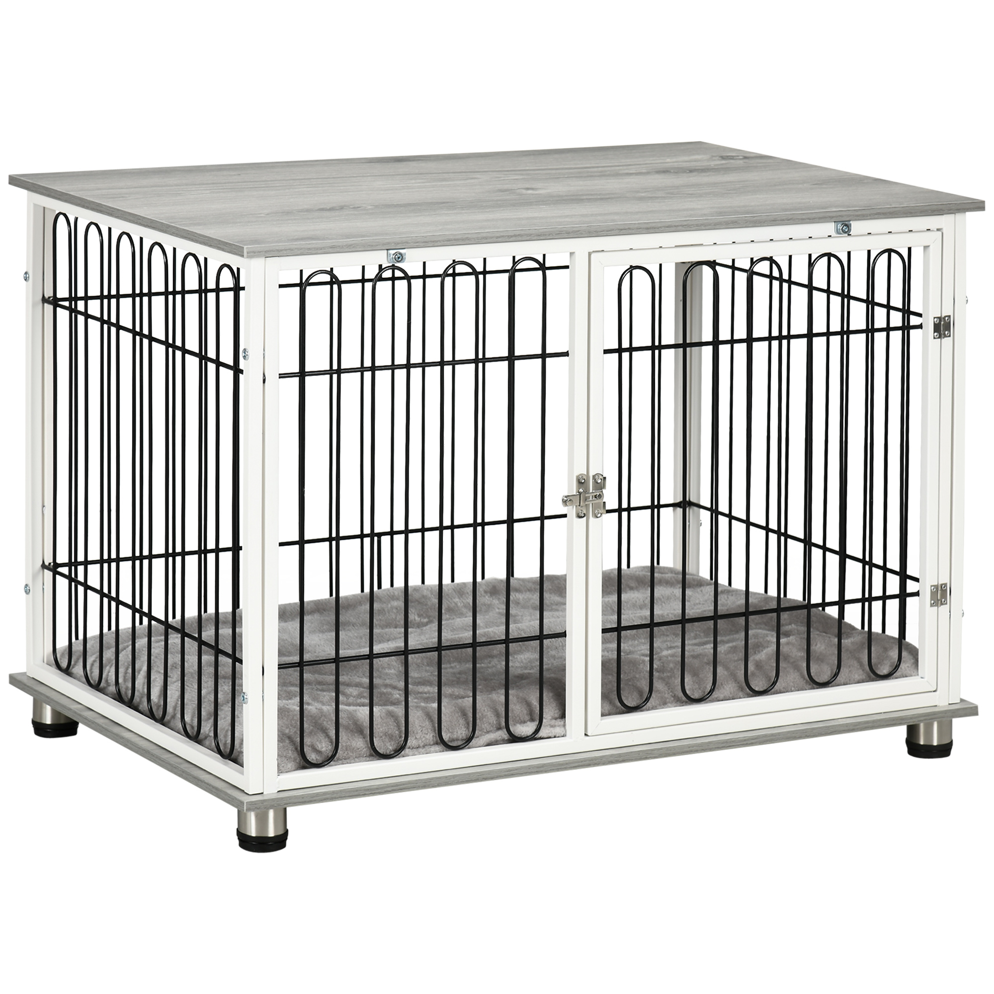 Dog Crate Furniture Side End Table with Soft Washable Cushion, Indoor Dog Kennel with Lockable Door, for Small and Medium Dogs - Life Essentials