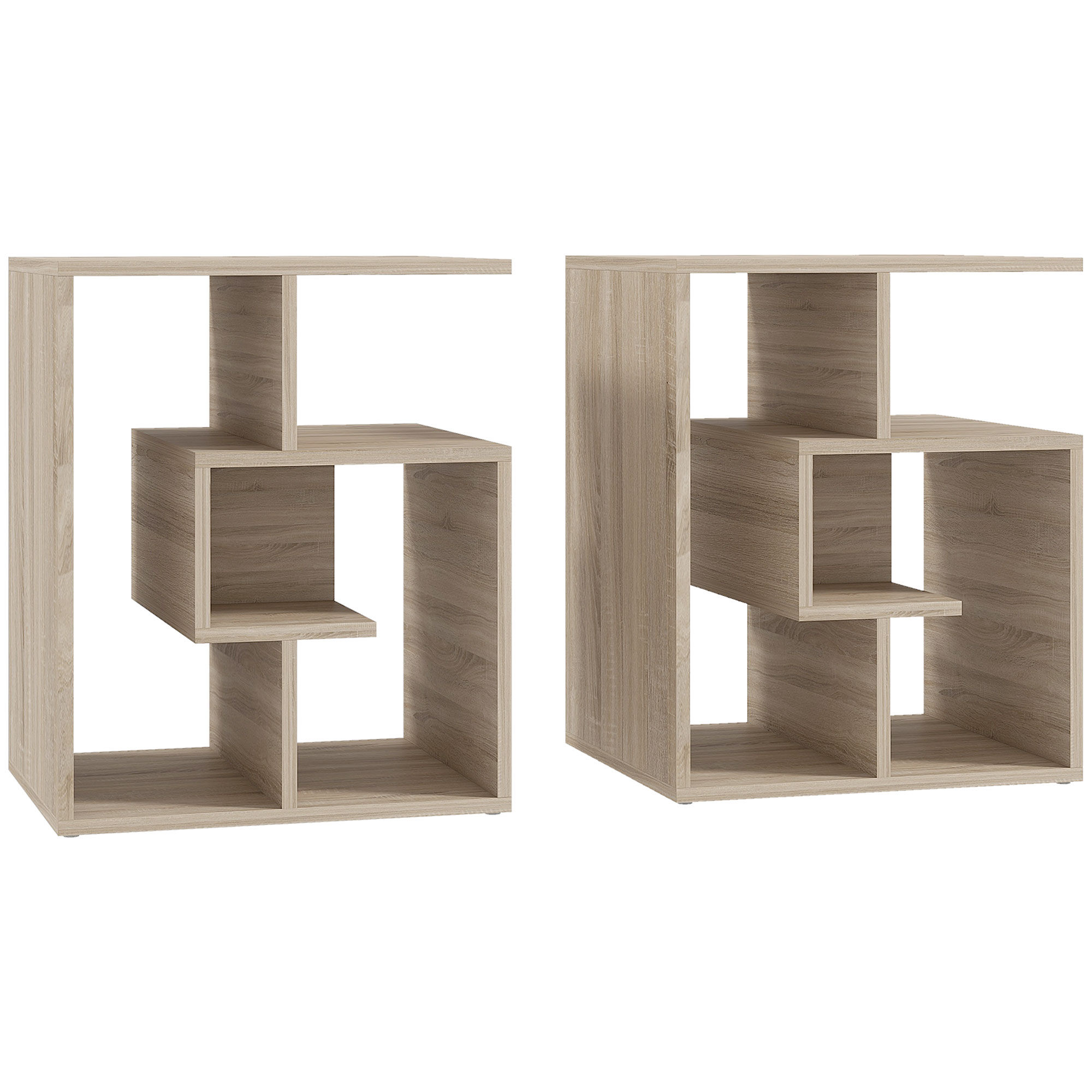 Scott 3 Tier Side Table Set with Open Storage - Oak - Life Essentials