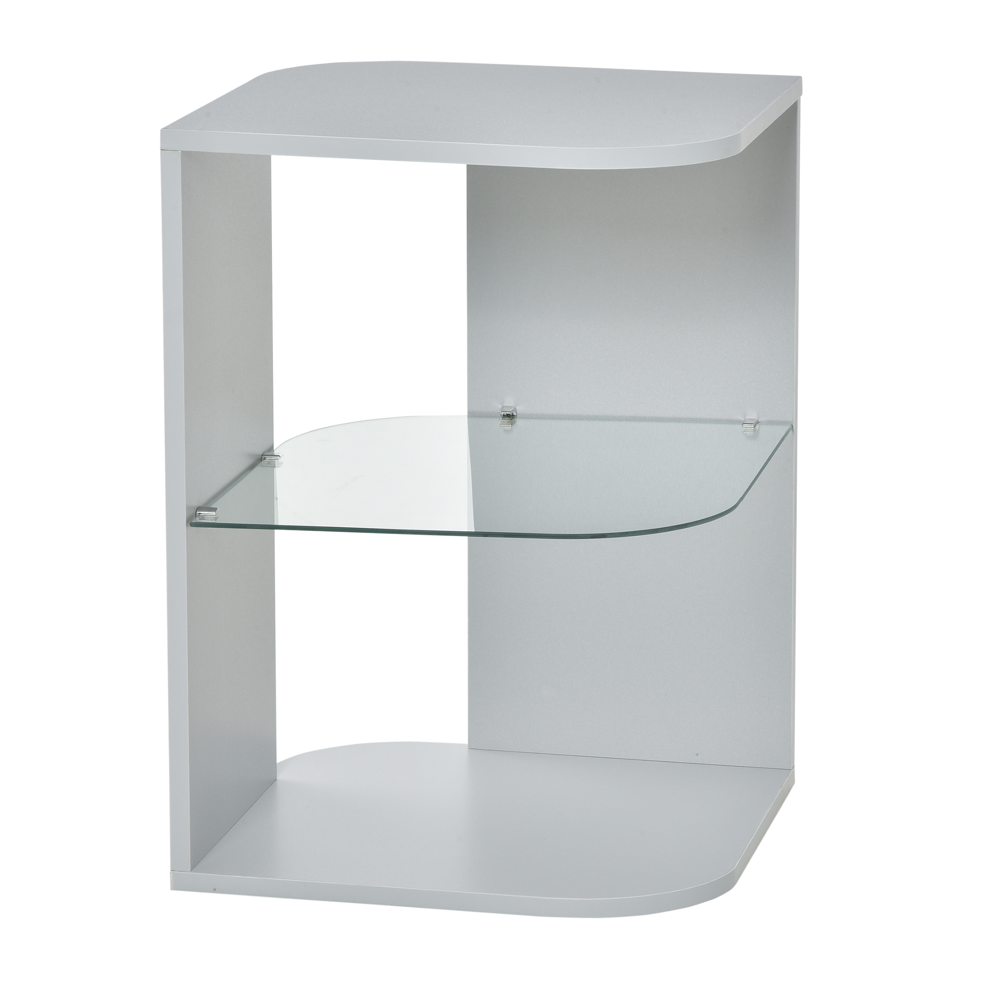 Modern Side Table Three Layer Bedside Table Nightstand with 2 Storage Shelves, for Living room, Bedroom, Grey - Life Essentials
