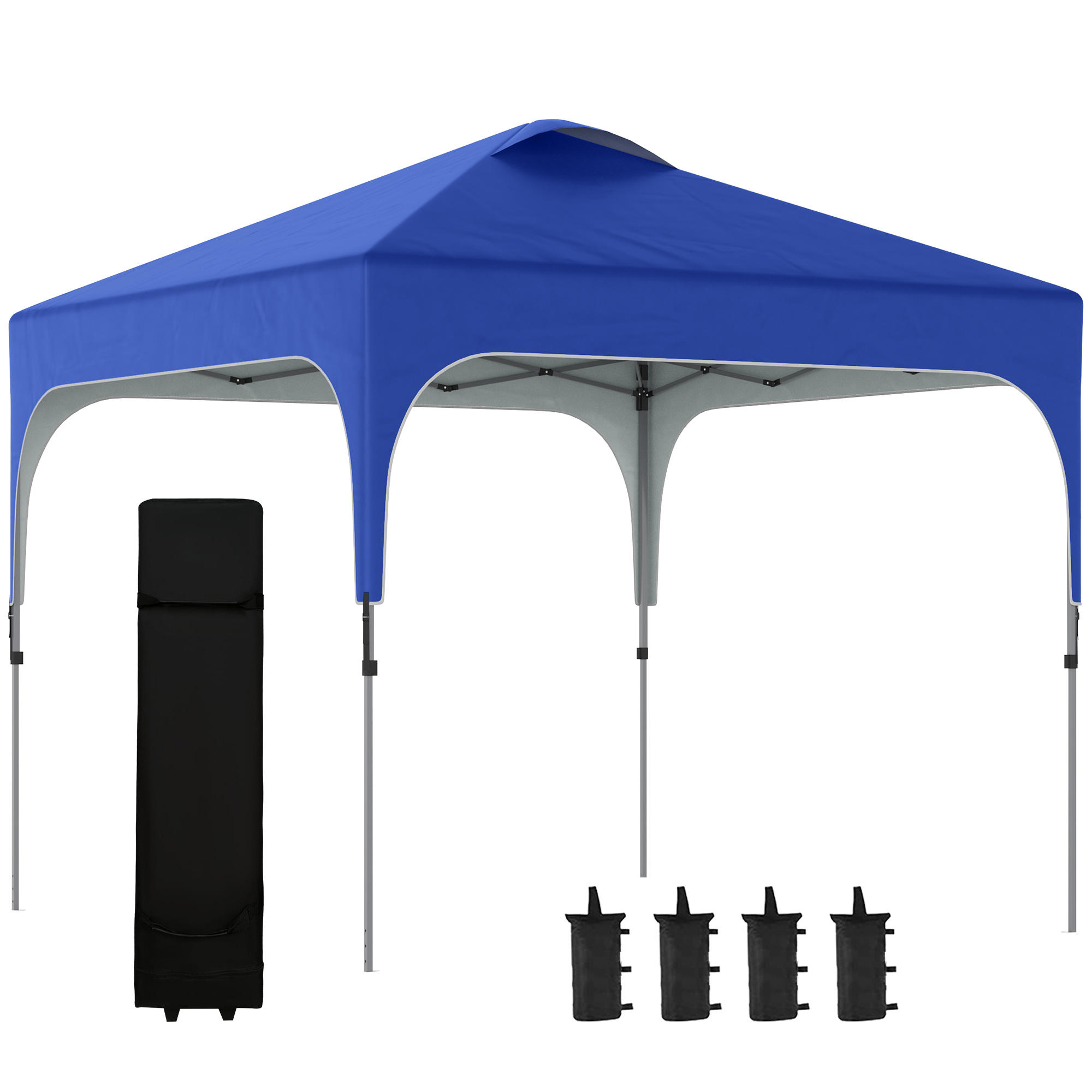 3 x 3 (M) Pop Up Gazebo, Foldable Canopy Tent with Carry Bag with Wheels and 4 Leg Weight Bags for Outdoor Garden Patio Party, Blue - Life Essentials