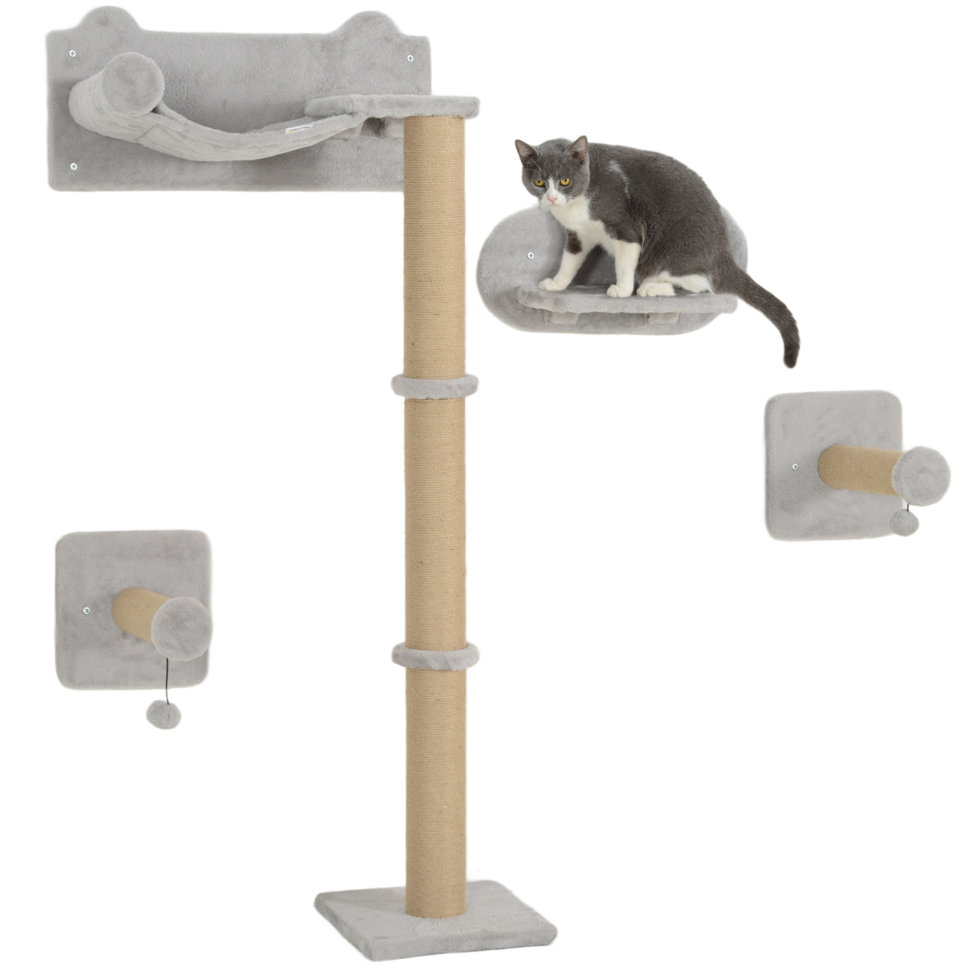 Cat Furniture - Pawzy 4-Piece Cat Activity Center Grey 24cm - Life Essentials