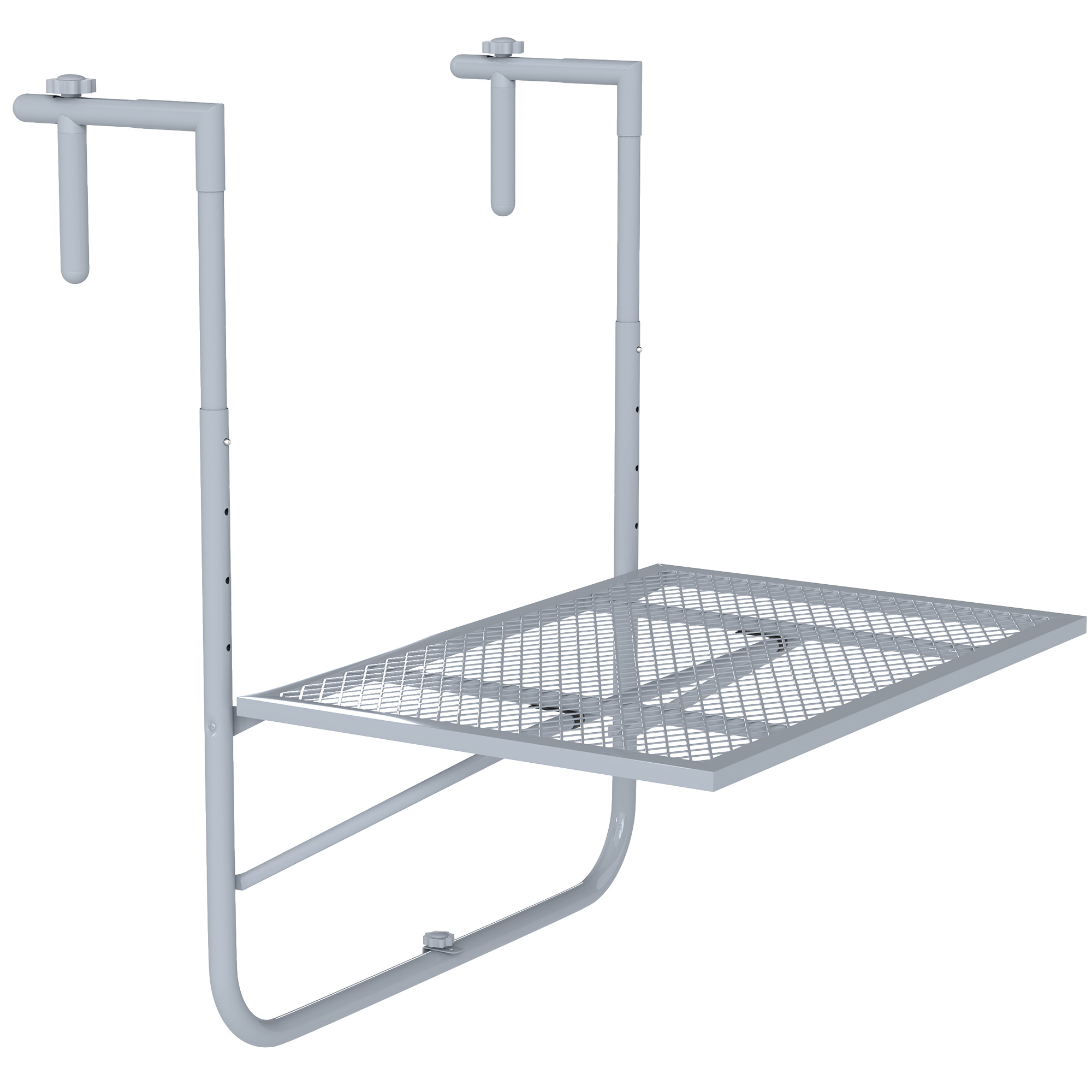 SUNVISTA Balcony Hanging Table, Metal Wall Mount Desk, Adjustable Folding Balcony Deck Table for Patio and Garden, Grey - Life Essentials