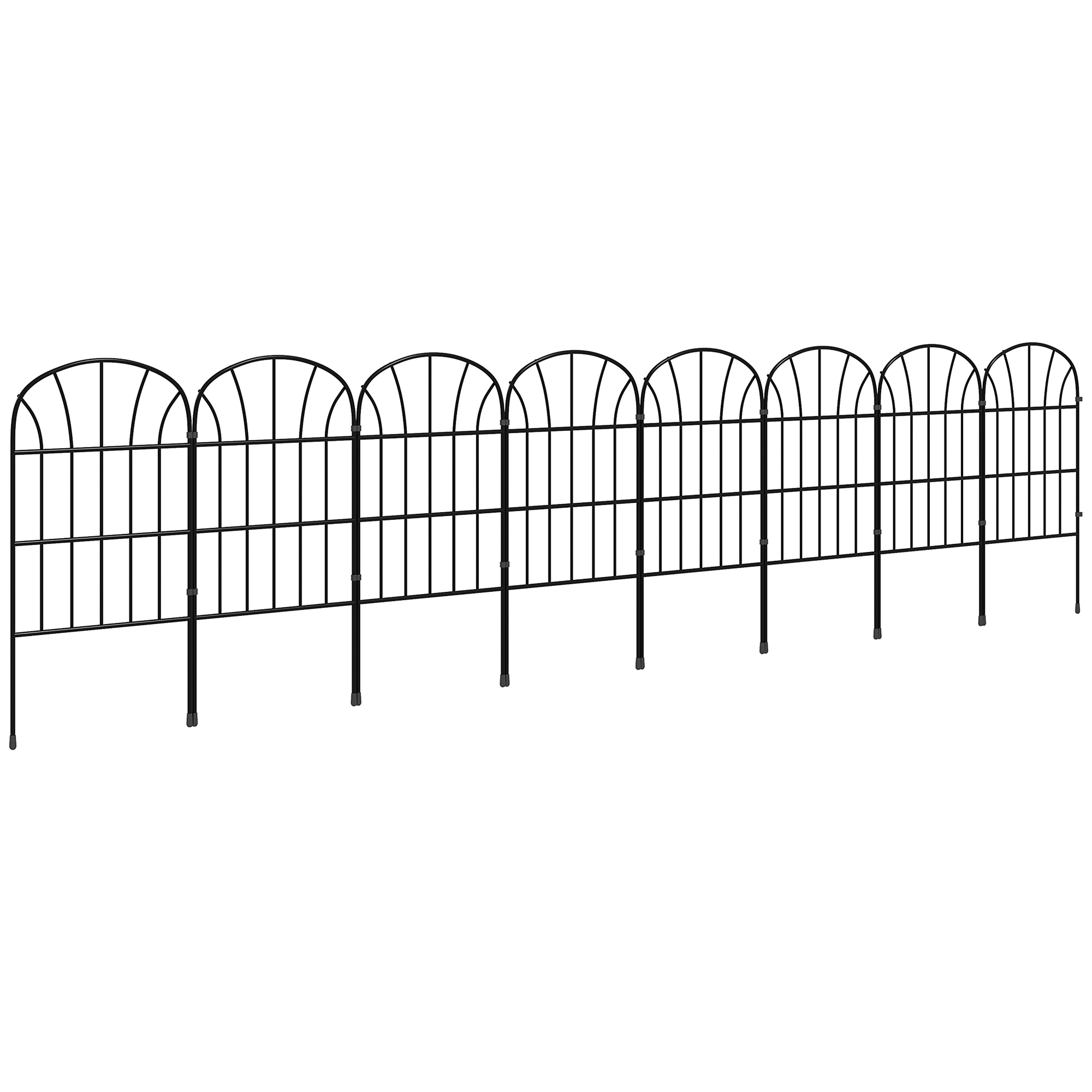 Metal Decorative Outdoor Picket Fence Panels Set of 8, Black - Life Essentials