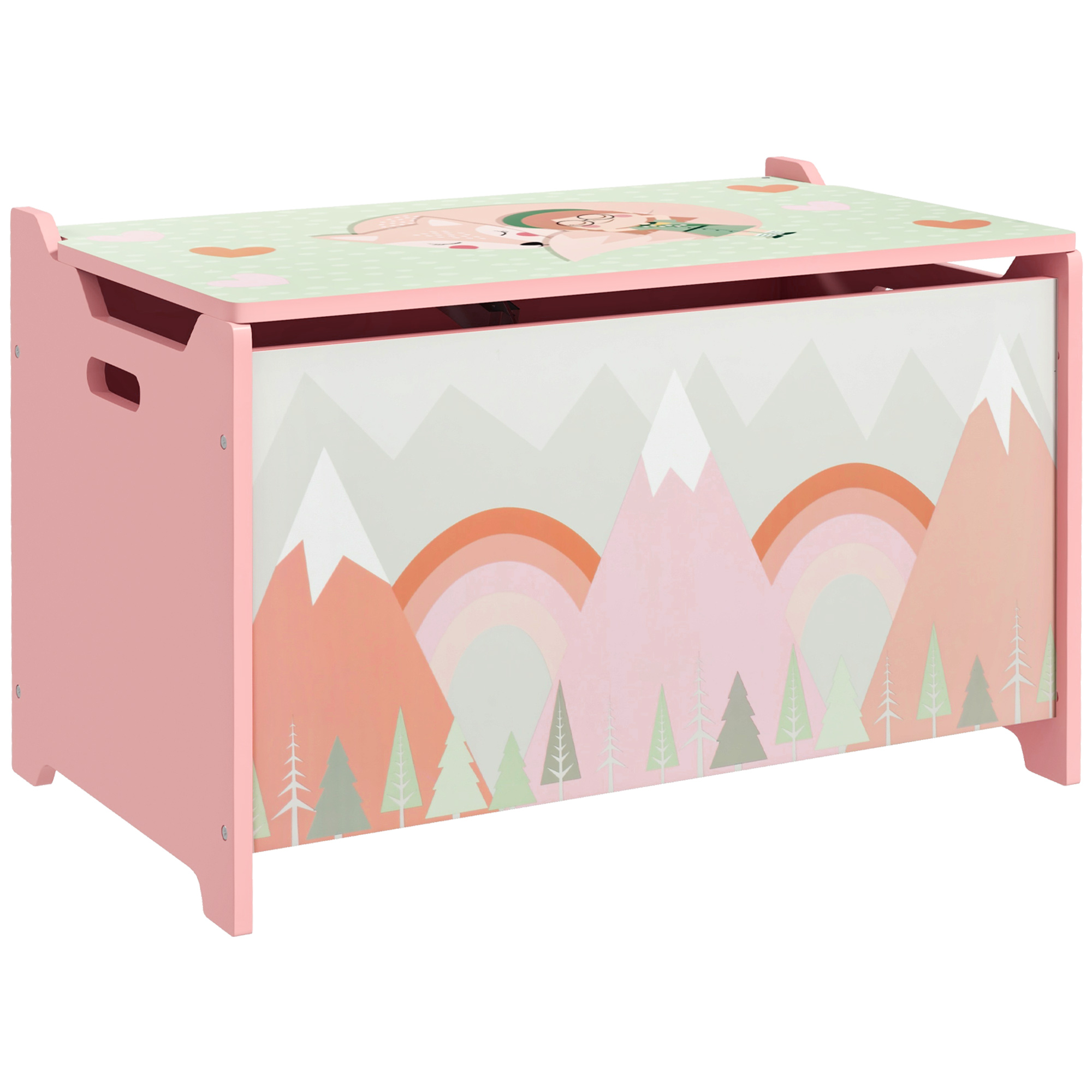 ZONEKIZ Toy Box for Girls Boys, Kids Toy Chest with Lid Safety Hinge, Cute Animal Design, Pink - Life Essentials