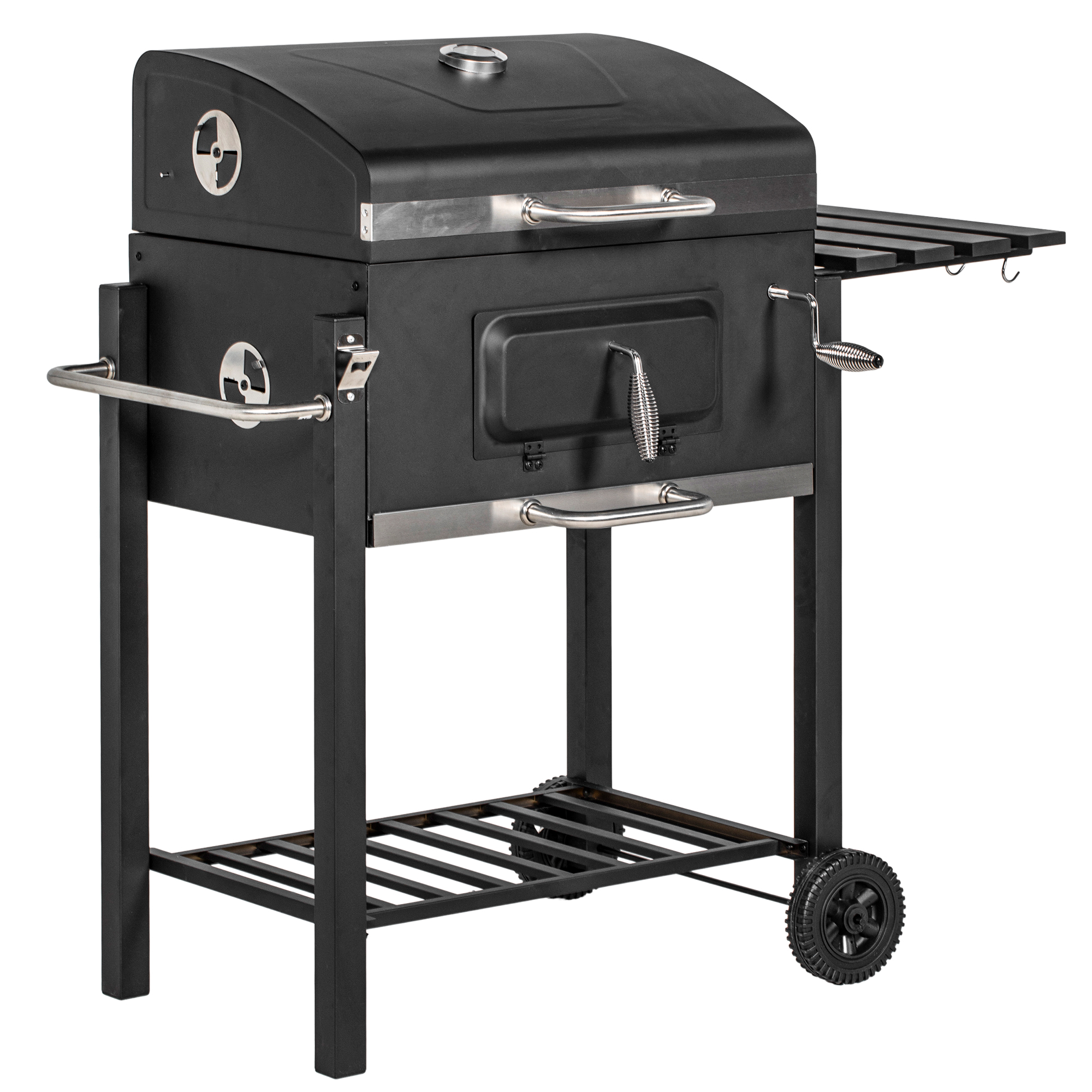 Jones Charcoal Grill with Height-Adjustable Coal Pan - Black - Life Essentials