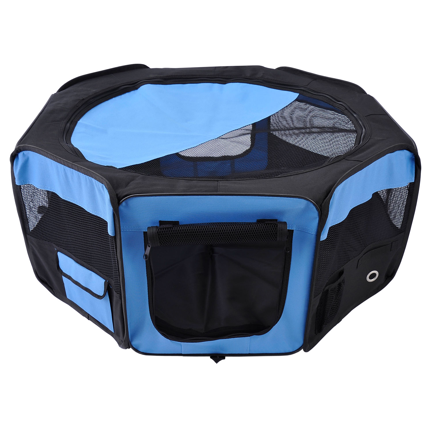 Fabric Pet Playpen, 8-Panel Mesh Puppy Dog Pen, Foldable Portable Rabbit Run, for Cat Pig Guinea, Dia 90 x 41H cm, for Outdoor Use, Blue - Life 