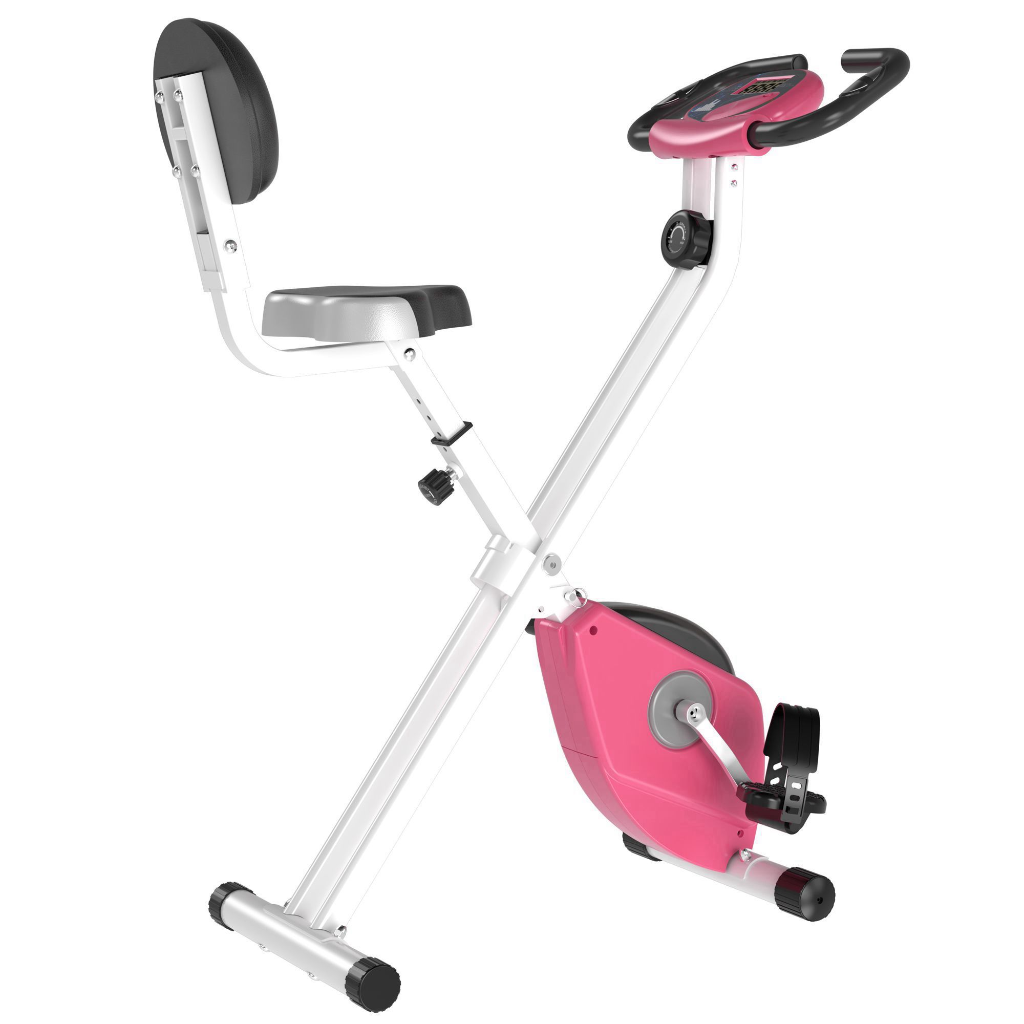 Magnetic Resistance Exercise Bike Foldable w/ LCD Monitor Adjustable Seat Heart Rate Monitors Foot Pads Home Office Fitness Training Workout - Life 