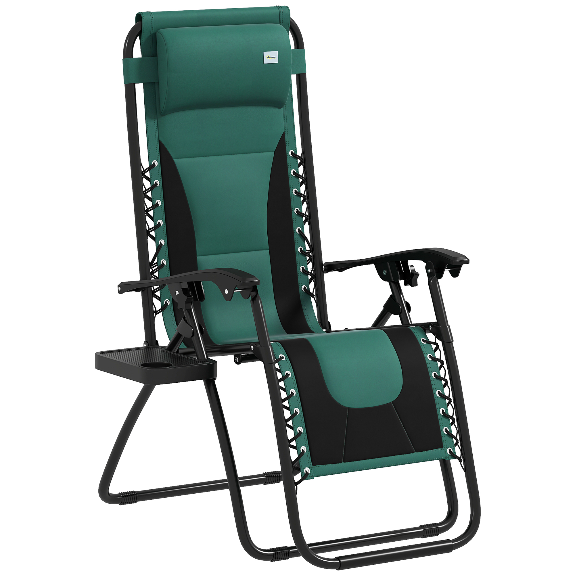 SUNVISTA Zero Gravity Lounger Chair, Folding Reclining Patio Chair with Padded Seat, Cup Holder, Green - Life Essentials