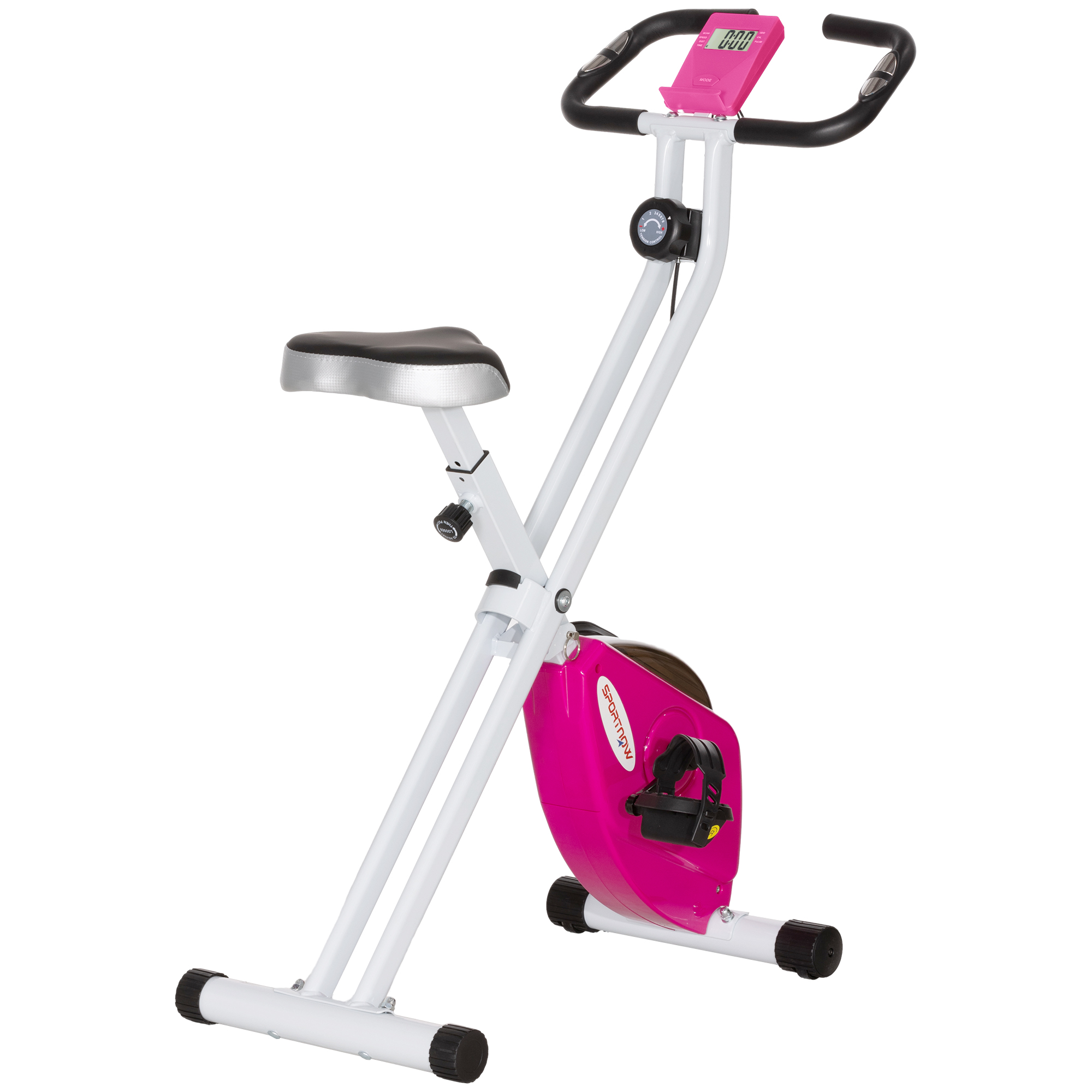 McAlpin Folding Quiet Exercise Bike - Pink White - Life Essentials