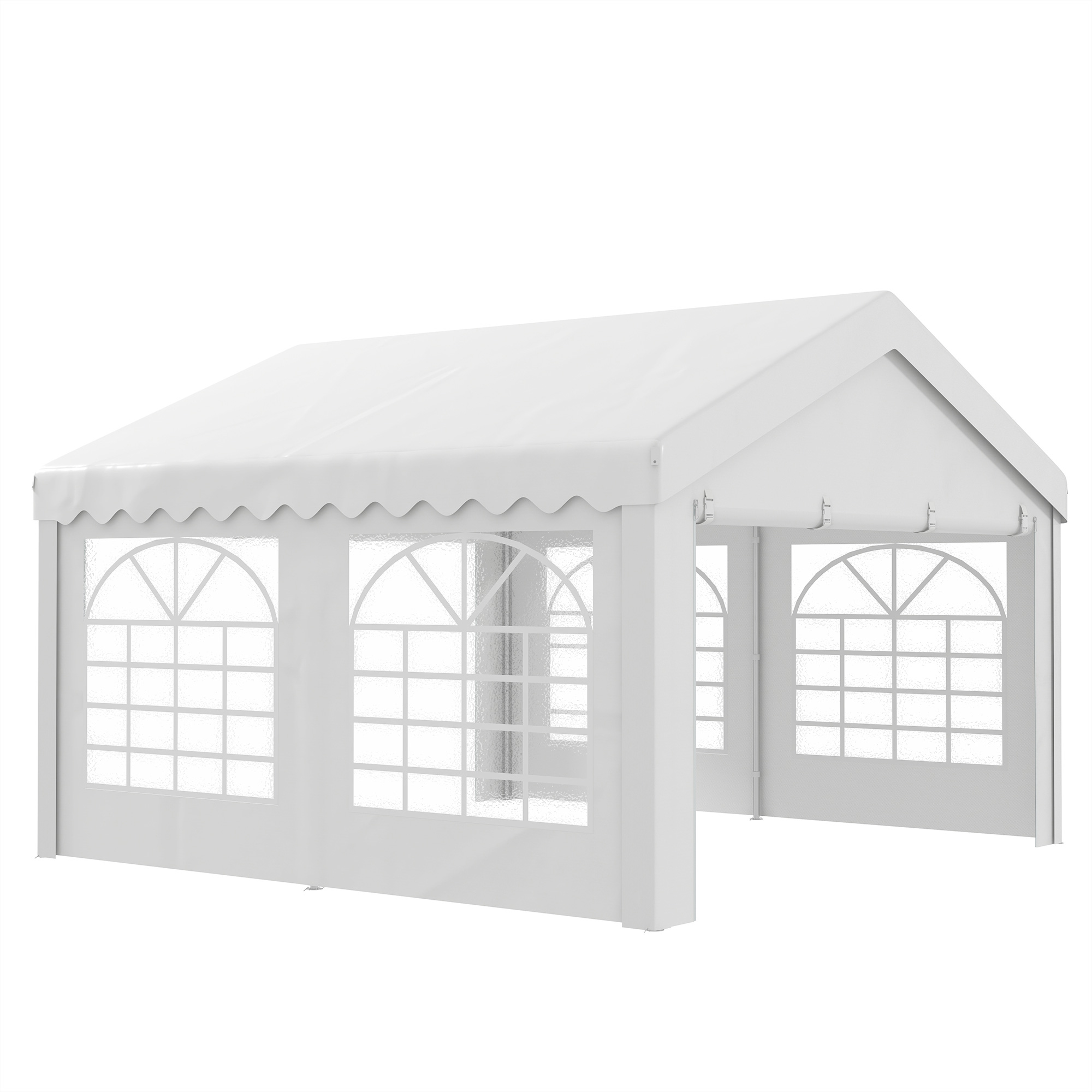 Gazebo Marquee Party Tent, Steel Frame, 4x4 m-White - Life Essentials