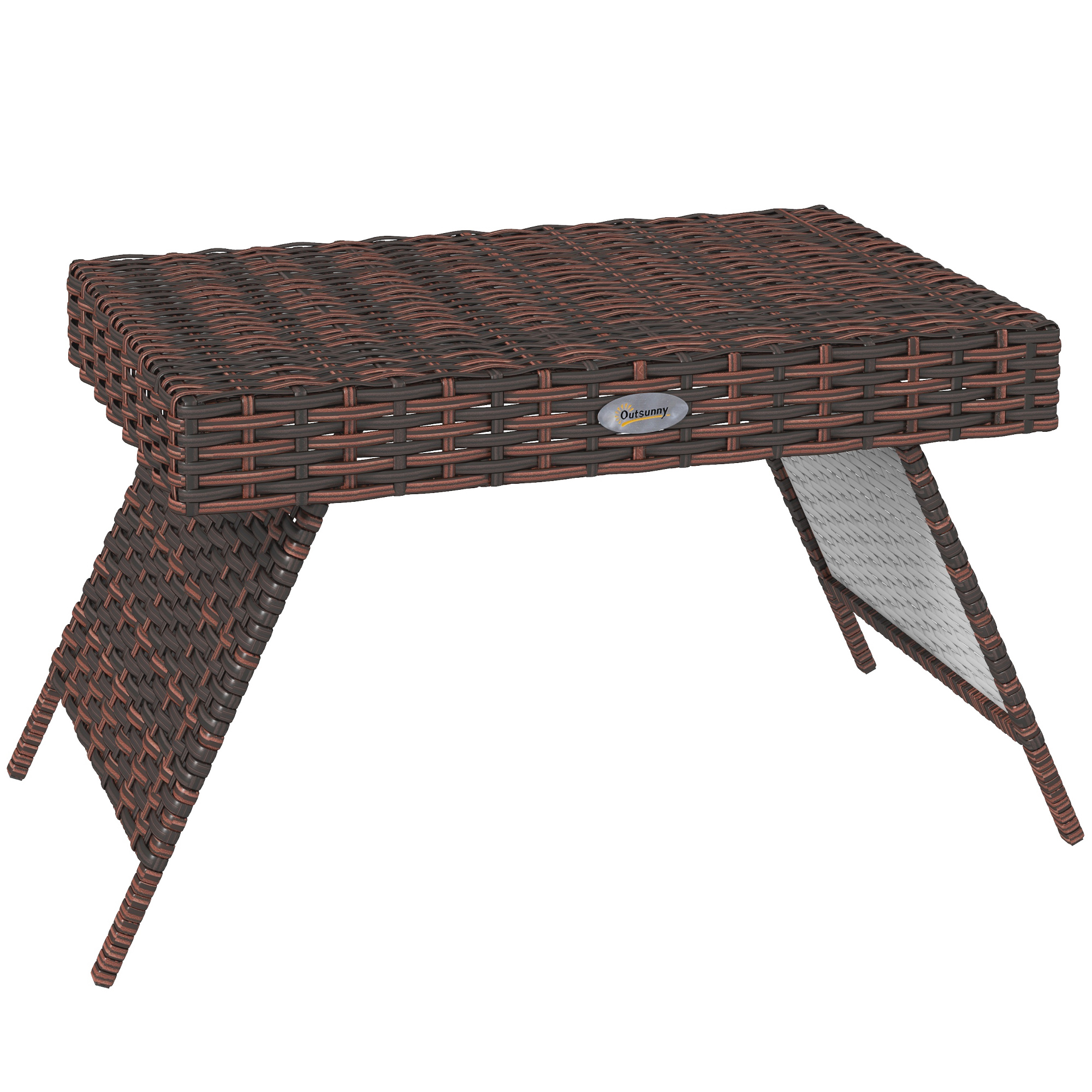 SUNVISTA Foldable Rattan Outdoor Side Table, Garden Coffee Table with Steel Frame, Brown - Life Essentials