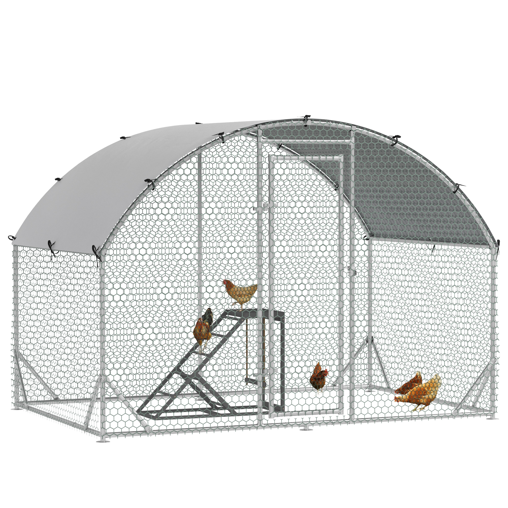 Shelley Walk In Chicken Run Galvanised Chicken Coop with Activity Shelf - Secure Living - Life Essentials