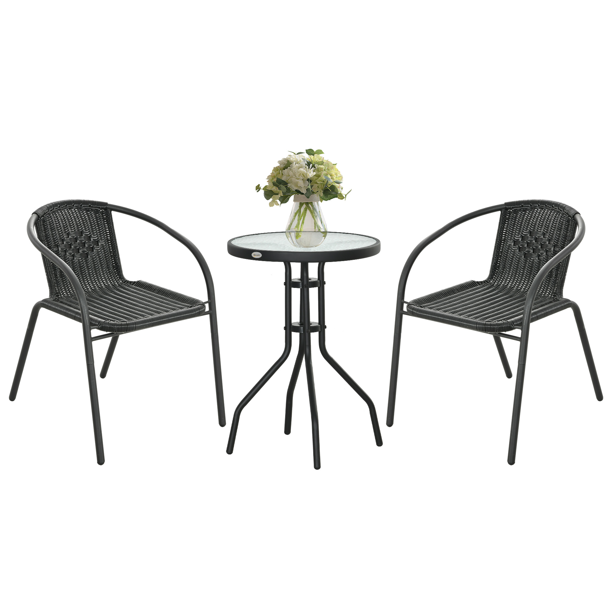 SUNVISTA 3 Pieces Rattan Bistro Set - Black - Life Essentials