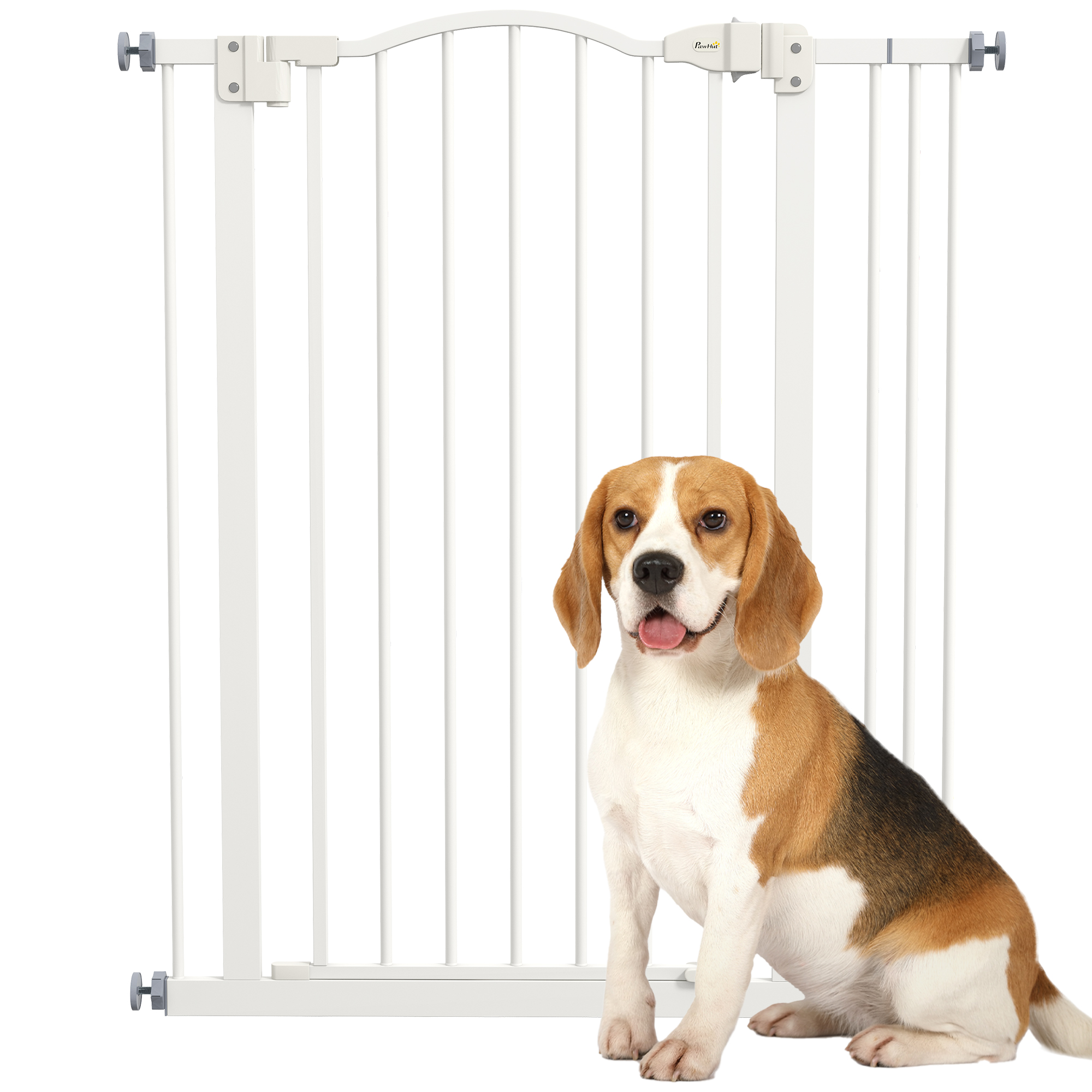 Metal Pet Safety Gate Dog Gate Folding Fence, White - Life Essentials