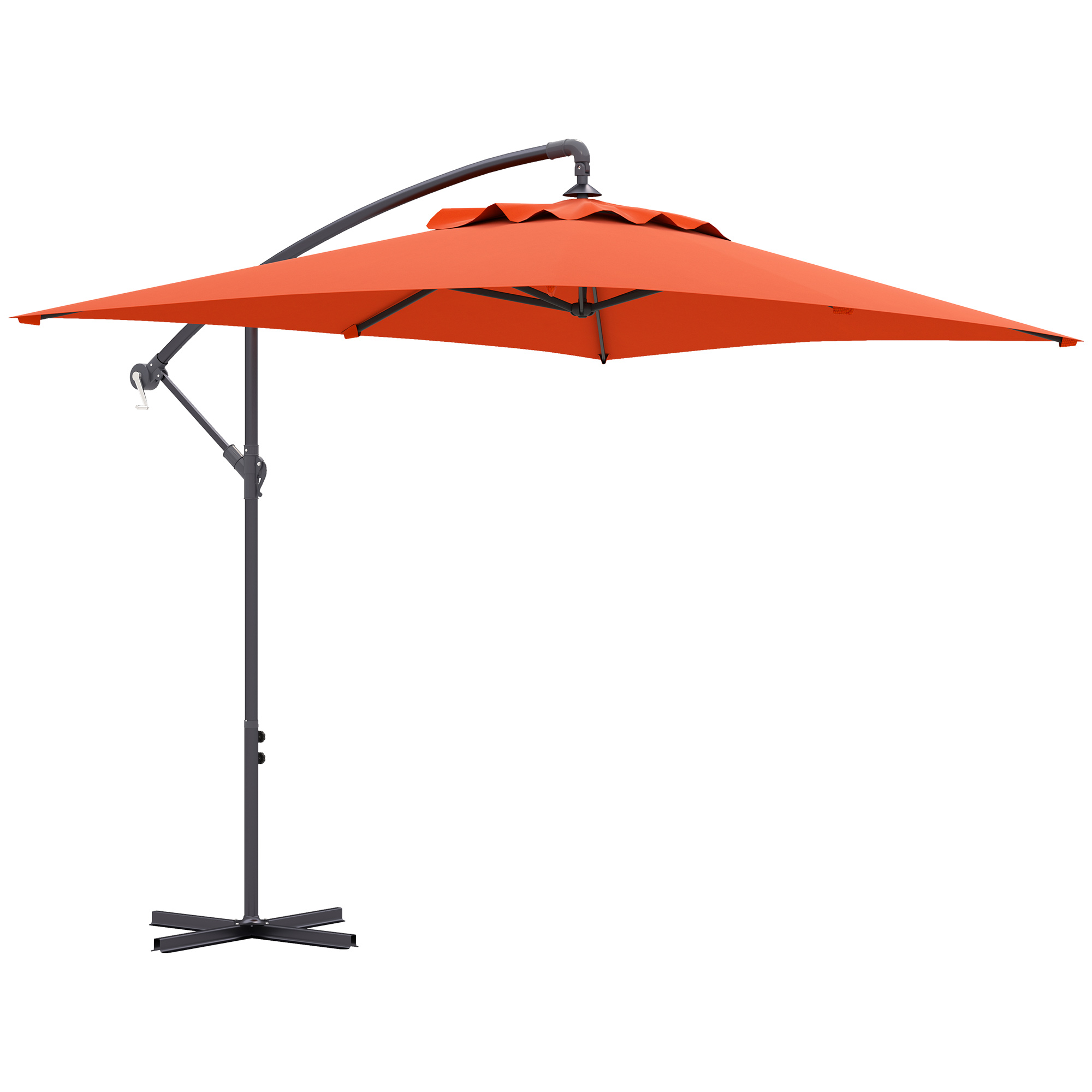 SUNVISTA 3(m) Cantilever Overhanging Parasol, with Cross Base - Orange - Life Essentials