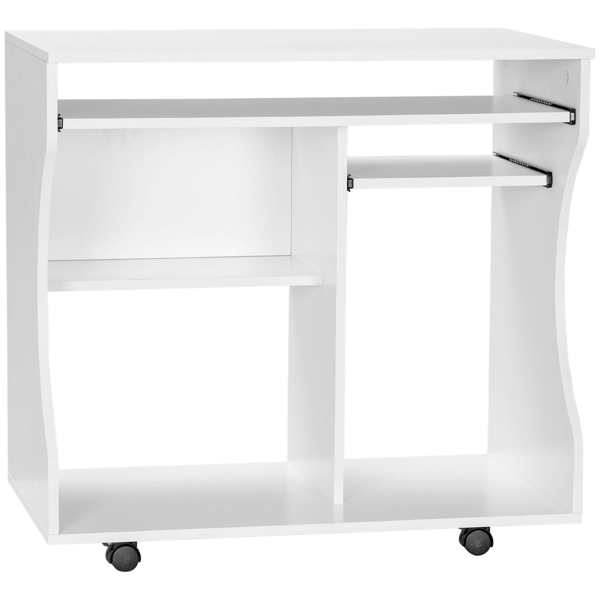 HERON Multi-Storage Compact Work Desk, with Wheels - White - Life Essentials