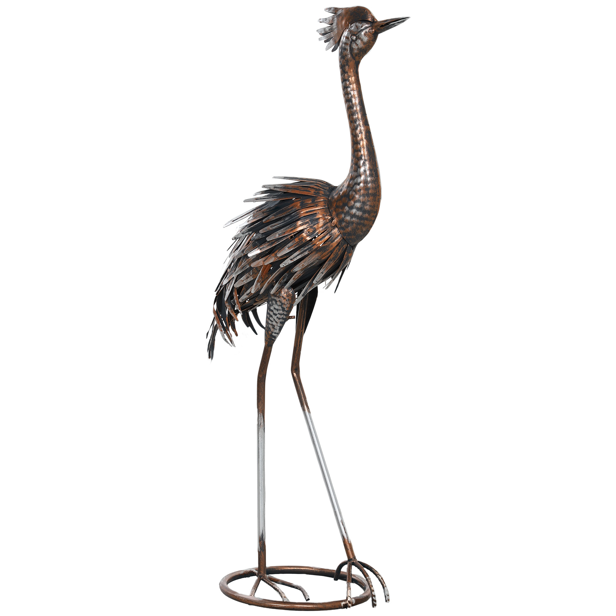 SUNVISTA Heron Garden Statue, Standing Garden Ornament, Metal Garden Gift with Stakes for Patio Pond Landscape Decoration, Silver Tone - Life 