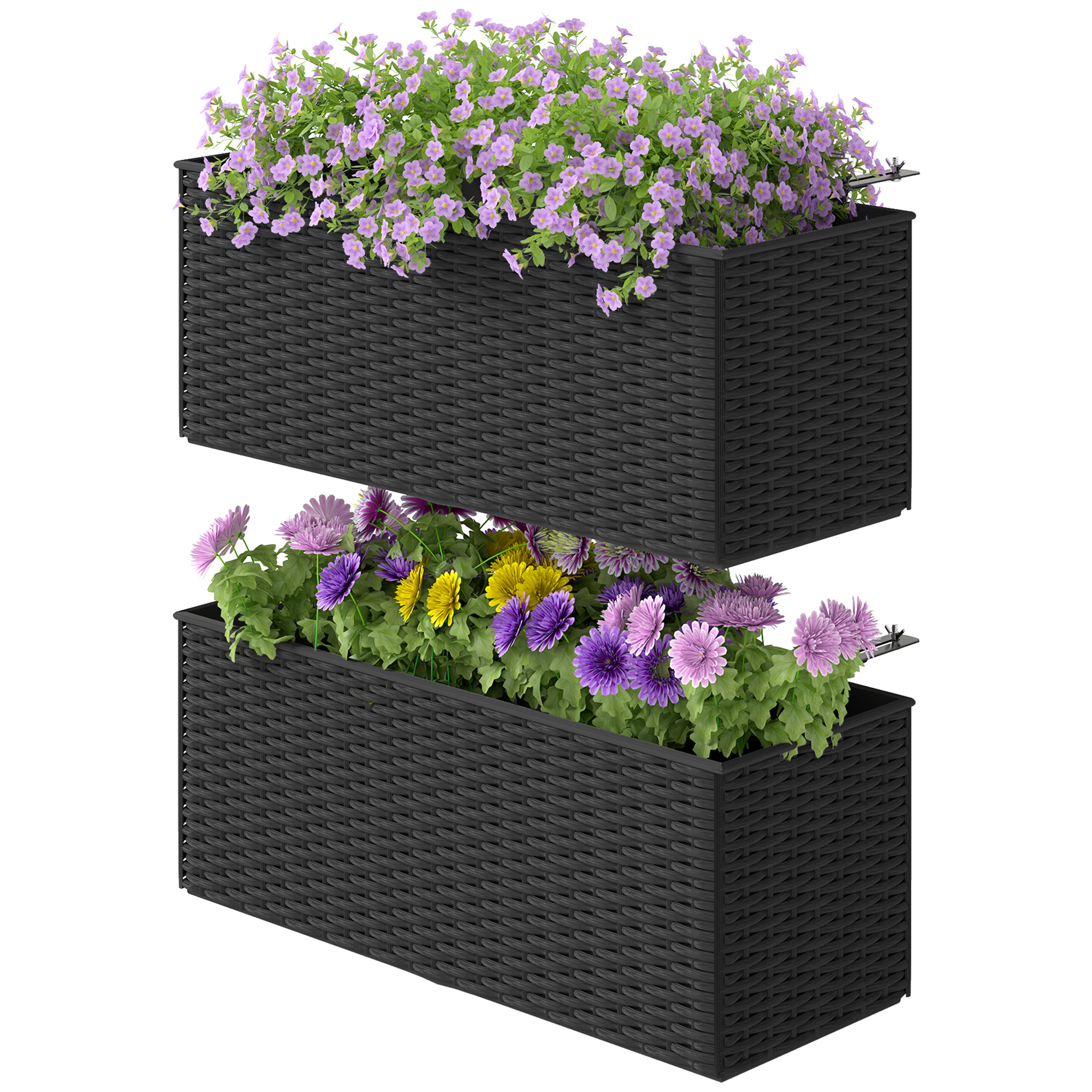 SUNVISTA Set of Two Rattan-Effect Planters - Black - Life Essentials