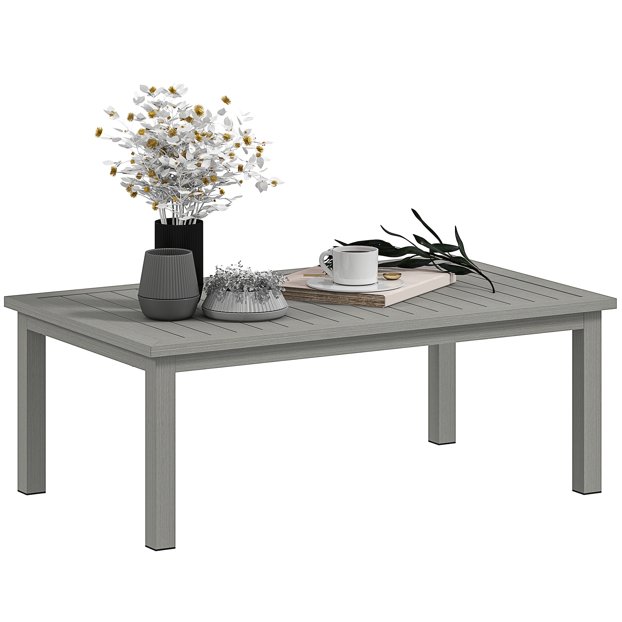 SUNVISTA 100cm x 60cm Aluminium Outdoor Coffee Table - Grey - Life Essentials