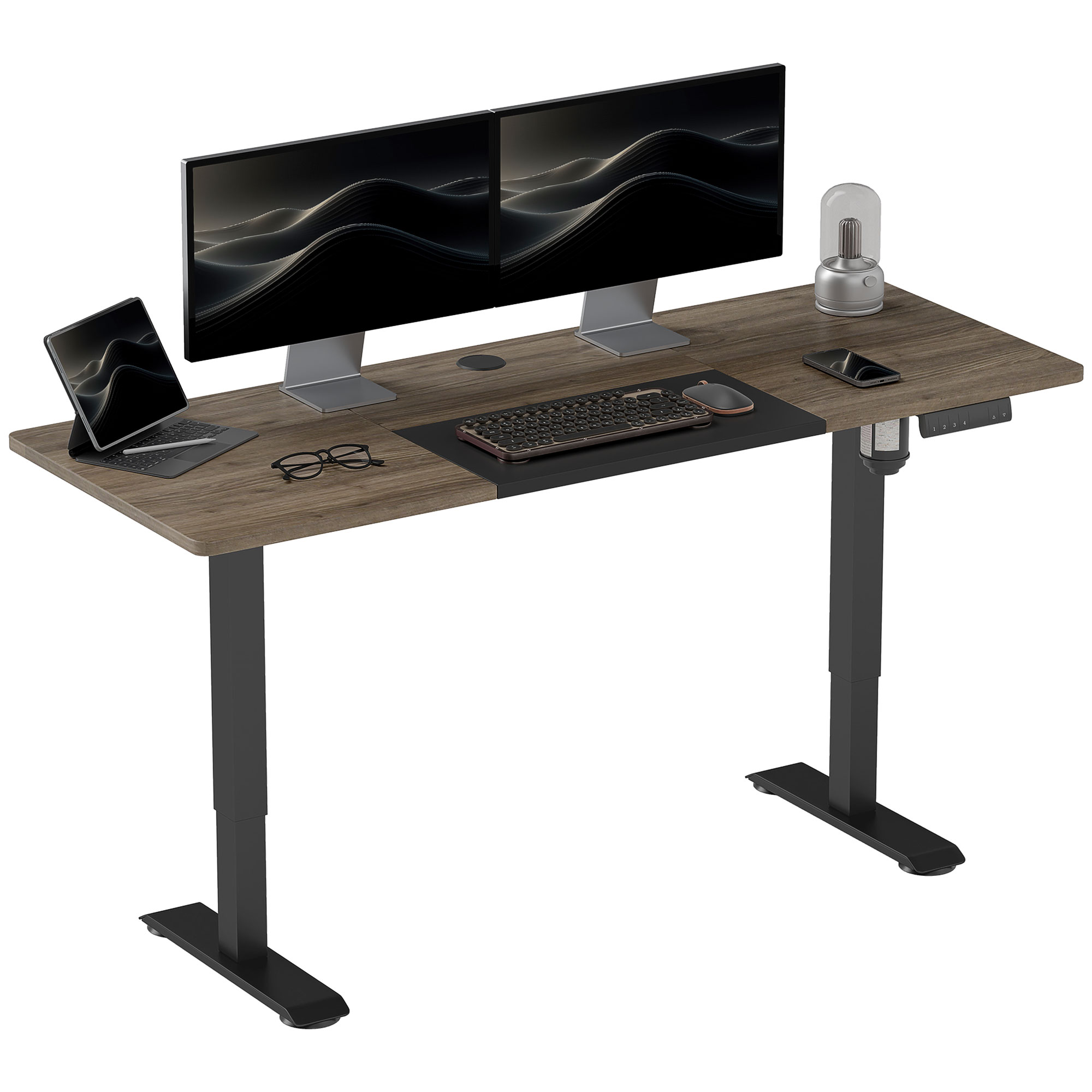 Vinsetto Height Adjustable Electric Standing Desk with 4 Automatic Memory Preset 140cm x 70cm Tabletop Stand Up Desk for Home Office - Life Essentials